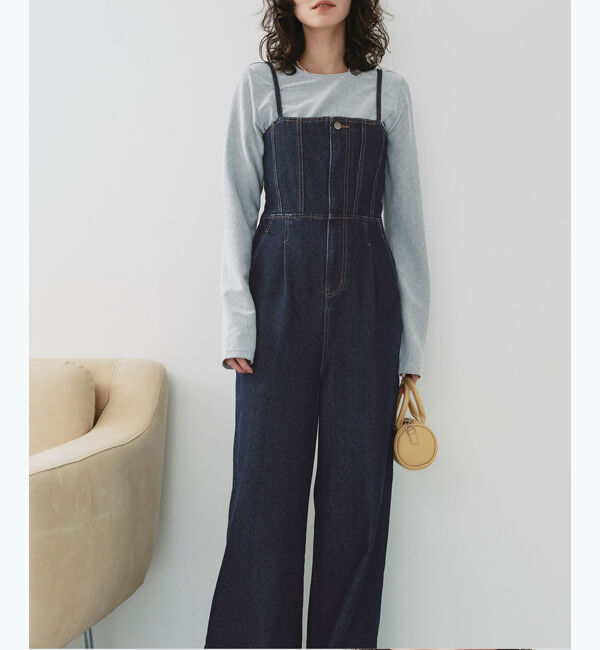 titivate「キャミソールデニムオールインワン」|デニム|