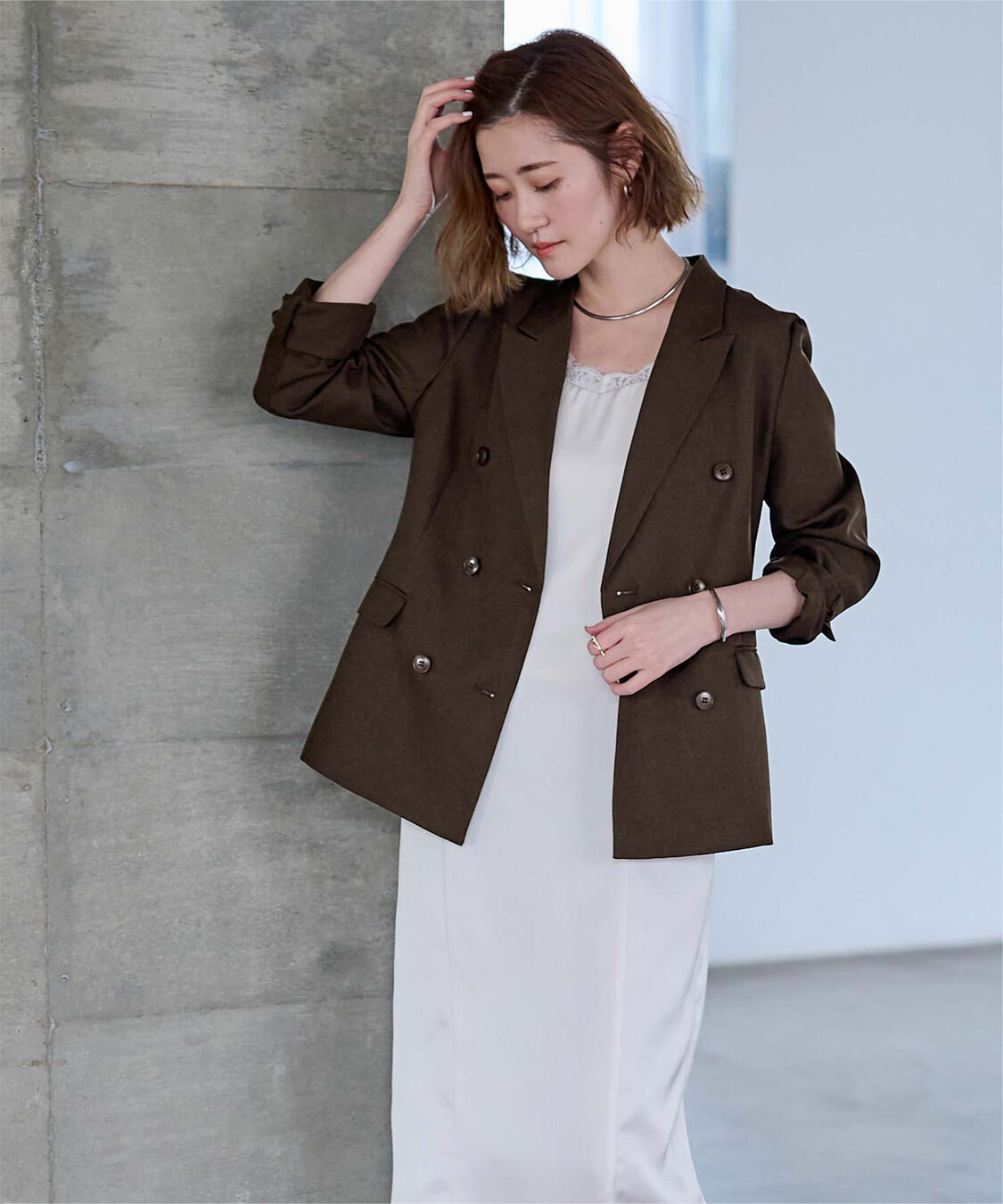 ur's「リネンライクダブルブレストジャケット」|テーラードジャケット|