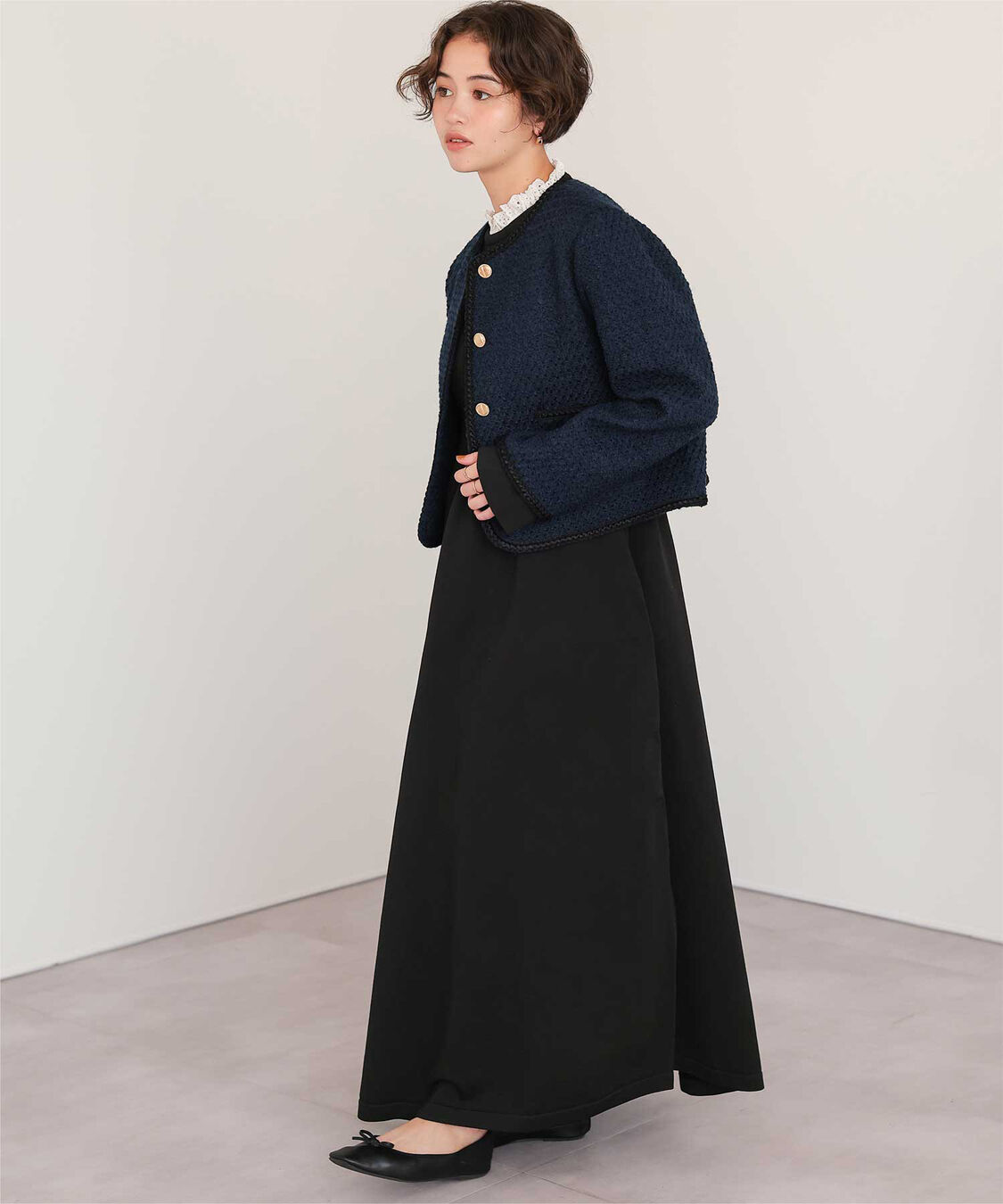 titivate「襟付きボリュームスカートニットワンピース」|ワンピース|