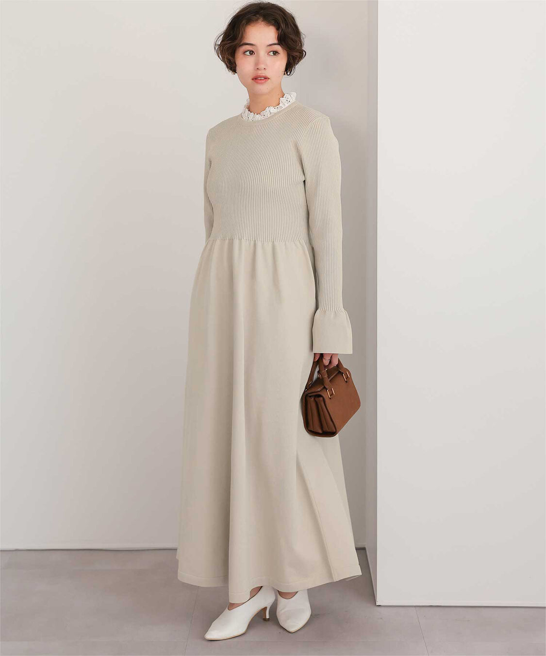 titivate「襟付きボリュームスカートニットワンピース」|ワンピース|