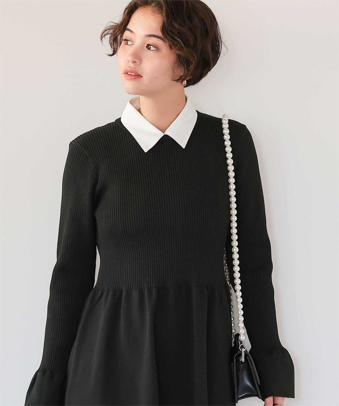 titivate「襟付きボリュームスカートニットワンピース」|ワンピース|