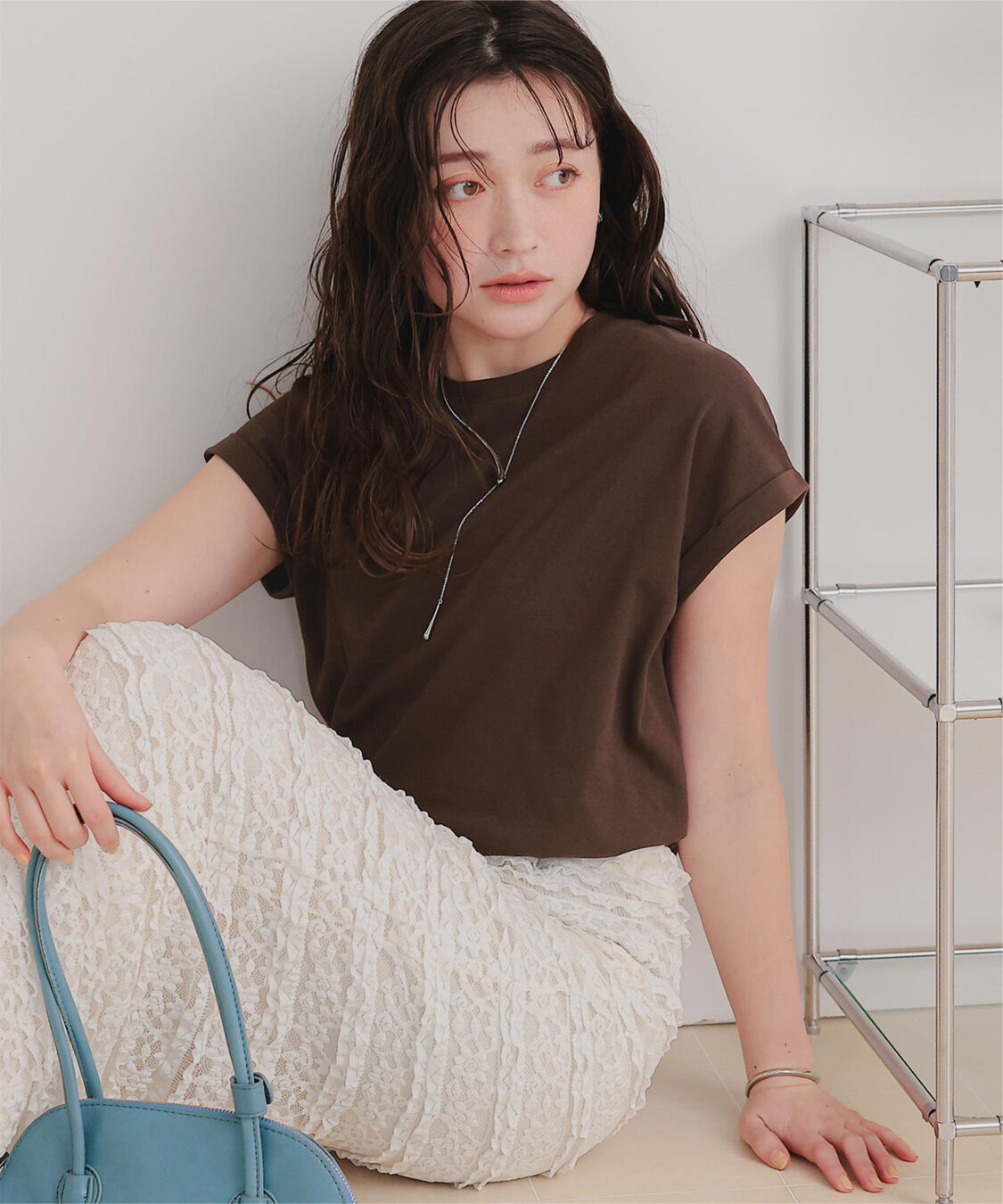 titivate「汗染み防止ダブルカフスTシャツ」|Tシャツ・カットソー|ブラウン