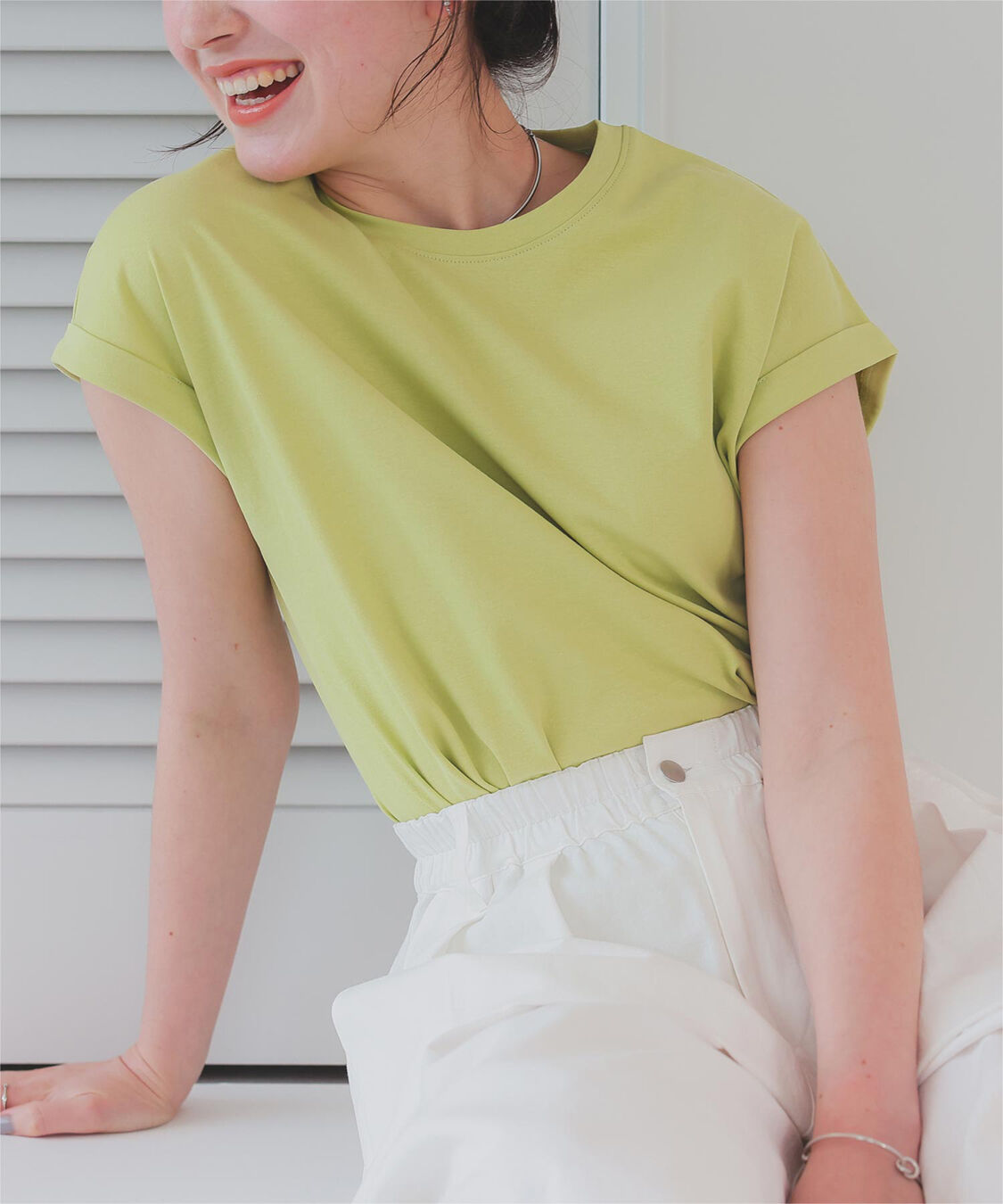 titivate「汗染み防止ダブルカフスTシャツ」|Tシャツ・カットソー|ライトグリーン