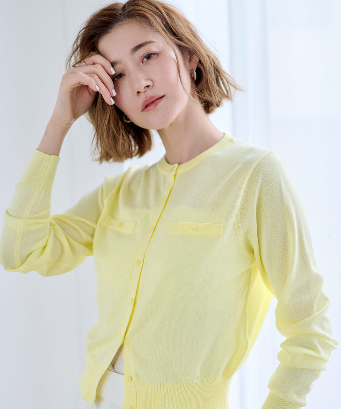 ur's「UVケアコンパクトベーシックニットカーディガン」|ニット・セーター|イエロー