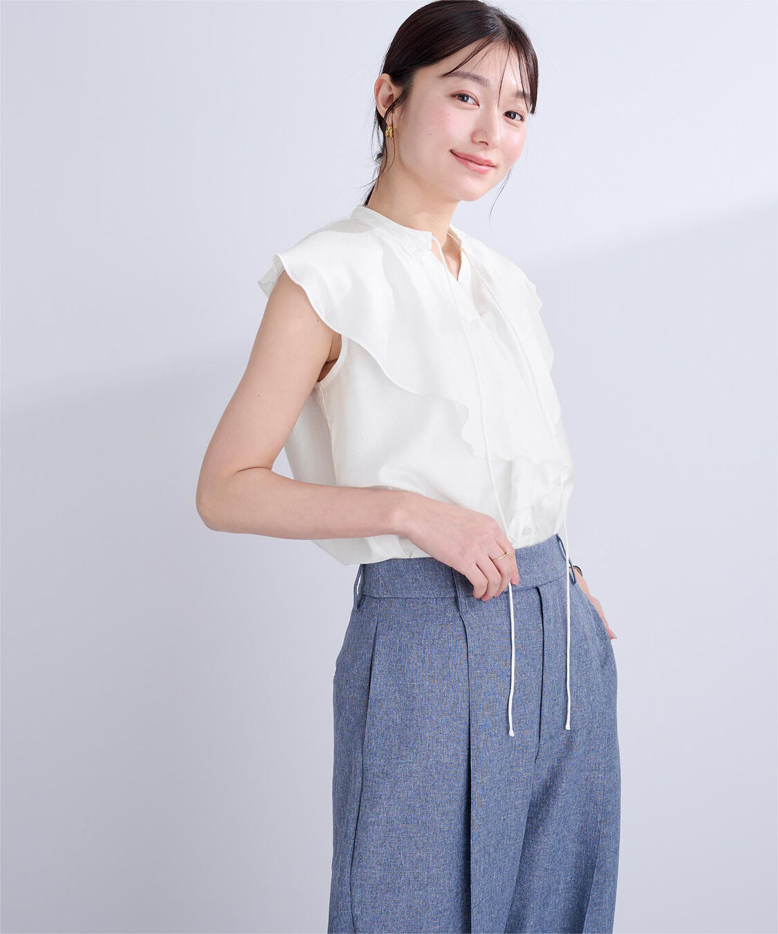 ur's「ラッフルデザインフレンチスリーブブラウス」|シャツ・ブラウス|
