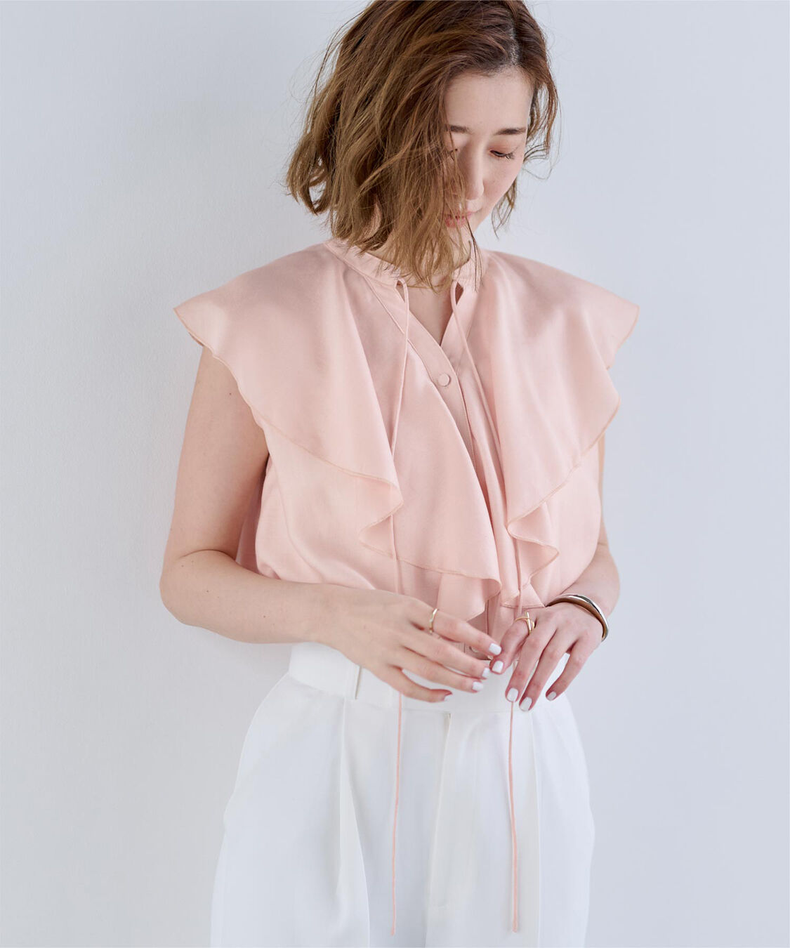 ur's「ラッフルデザインフレンチスリーブブラウス」|シャツ・ブラウス|