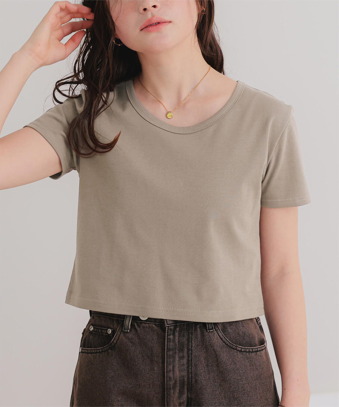 titivate「汗染み防止ｺﾝﾊﾟｸﾄTｼｬﾂ」|Tシャツ・カットソー|グレージュ