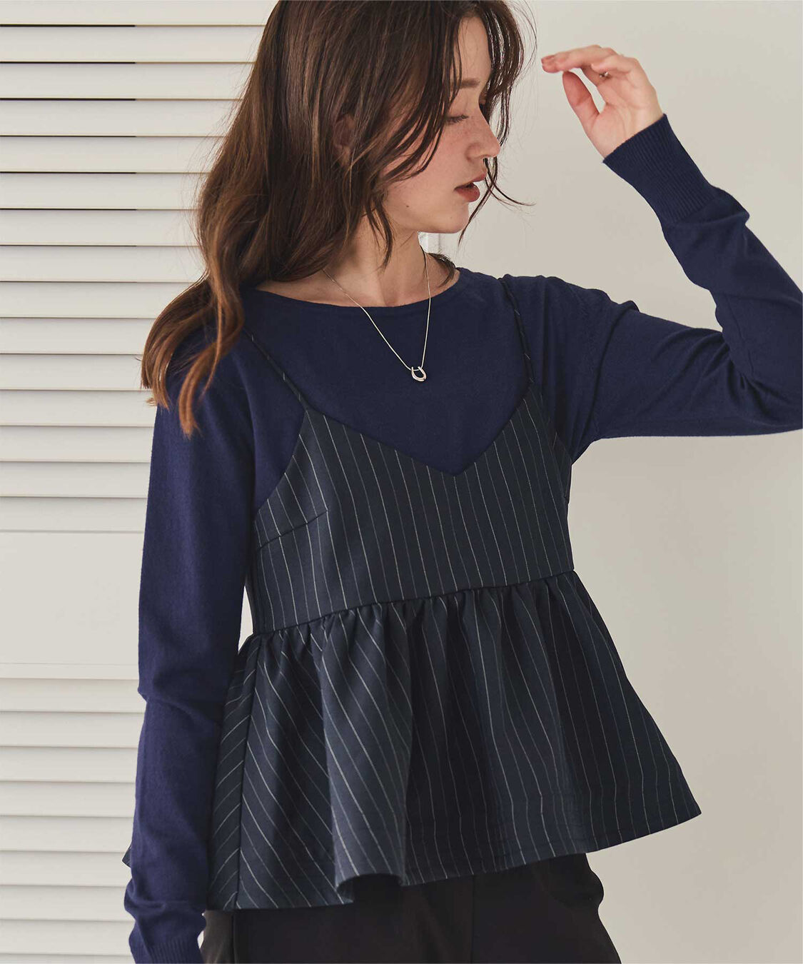 titivate「なめらか手触りカシミヤタッチボートネックニット」|ニット・セーター|ネイビー