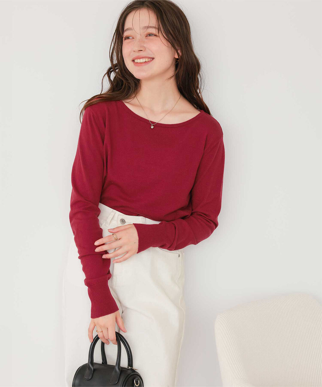 titivate「なめらか手触りカシミヤタッチボートネックニット」|ニット・セーター|