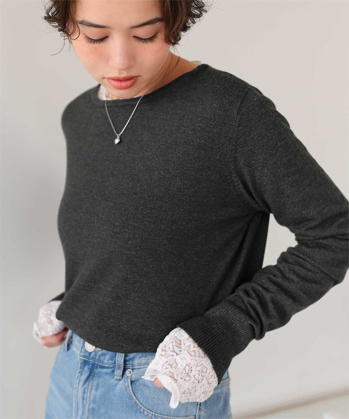 titivate「なめらか手触りカシミヤタッチボートネックニット」|ニット・セーター|