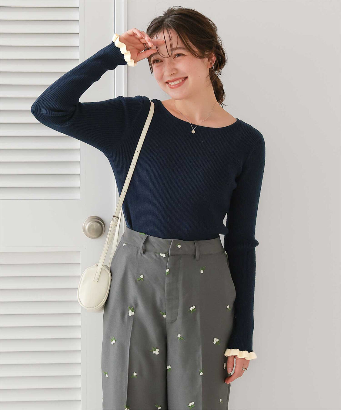 titivate「ふわっとタッチフリルスリーブリブニット」|ニット・セーター|