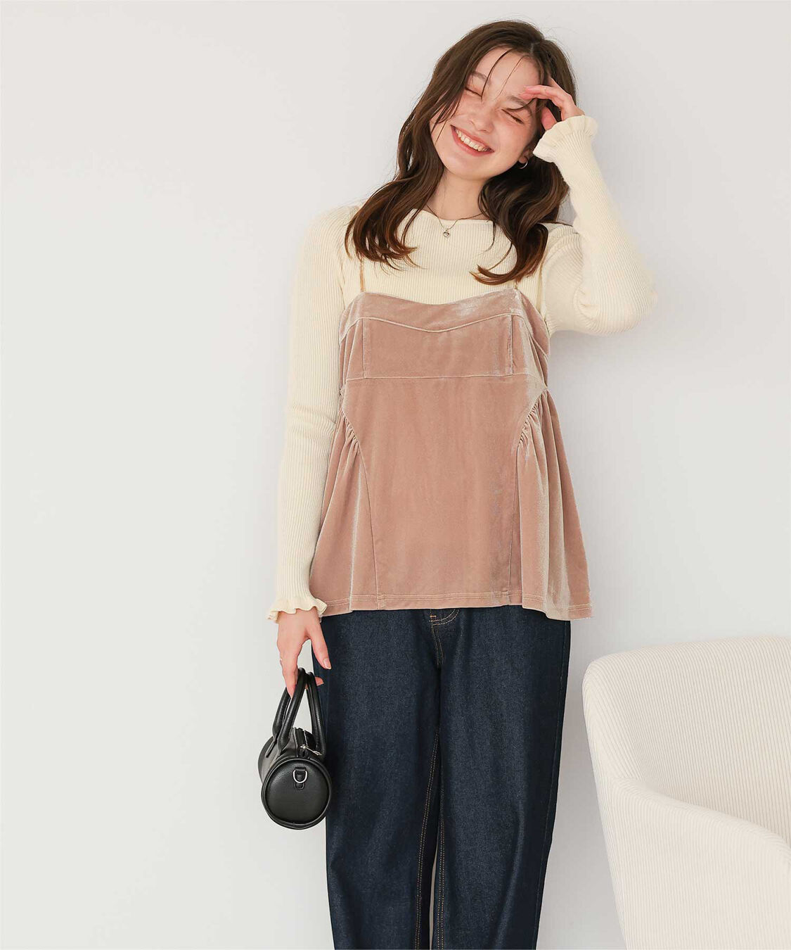 titivate「ふわっとタッチフリルスリーブリブニット」|ニット・セーター|