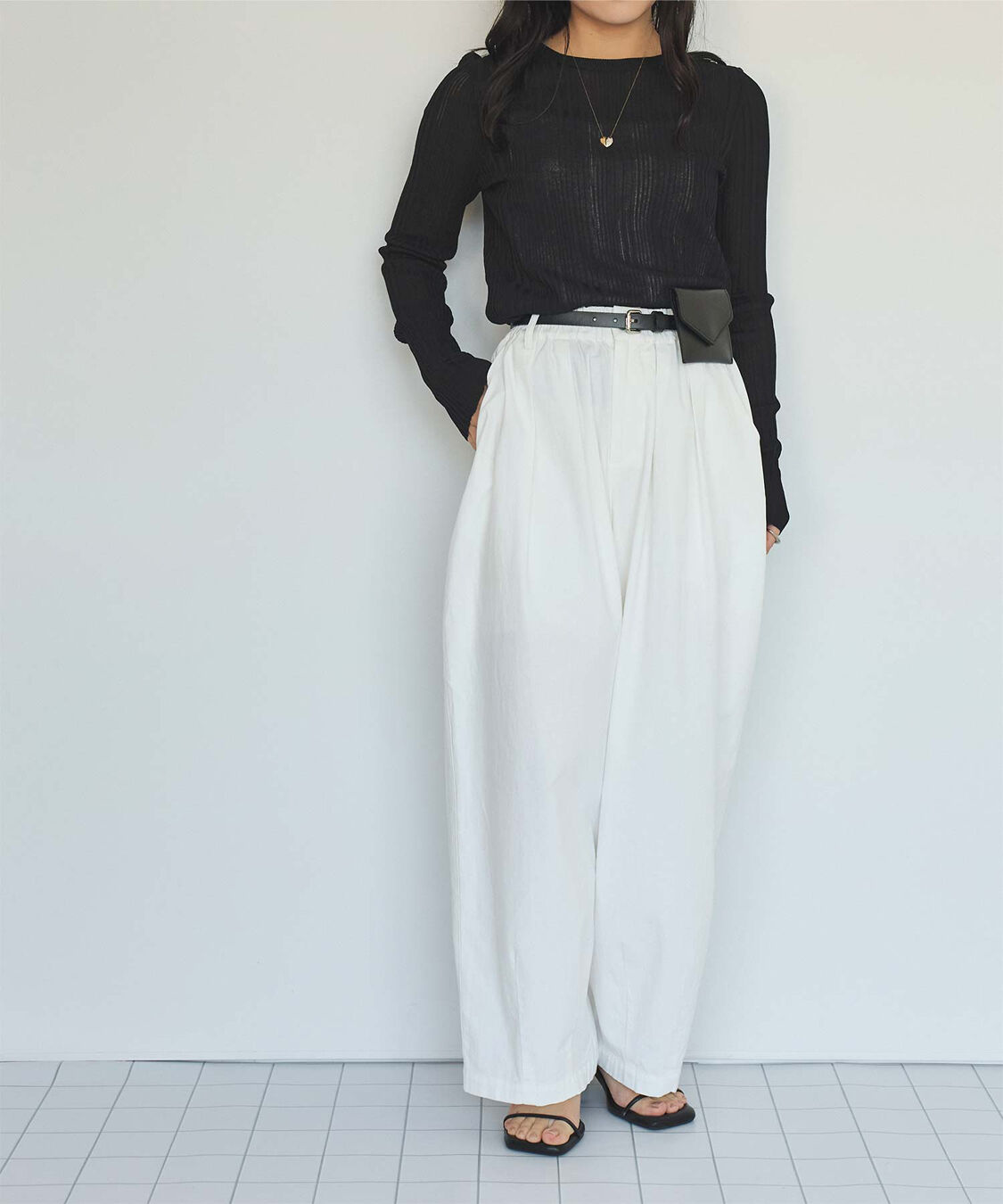 titivate「クルーネックランダムリブシアーニット」|ニット・セーター|