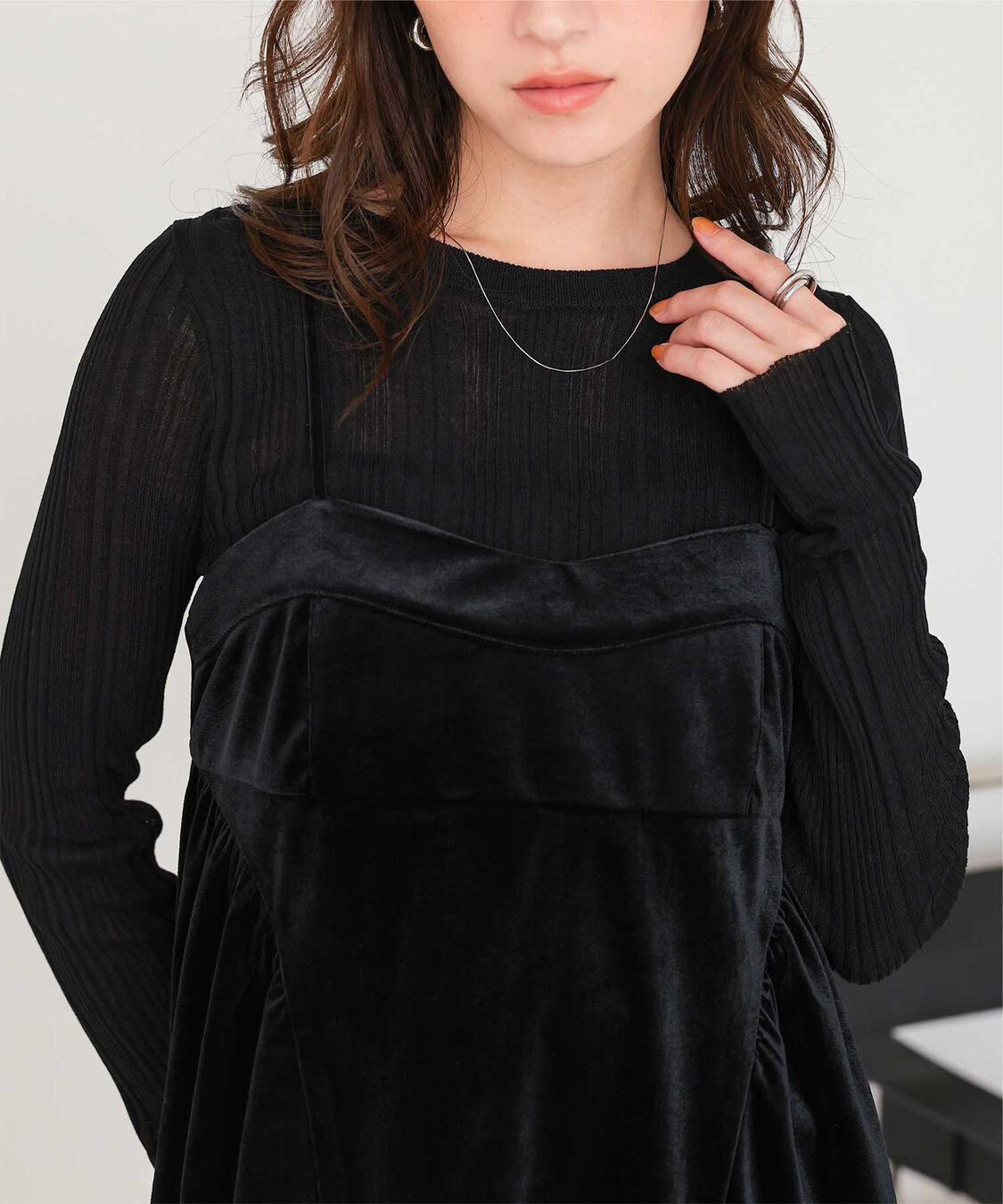 titivate「クルーネックランダムリブシアーニット」|ニット・セーター|