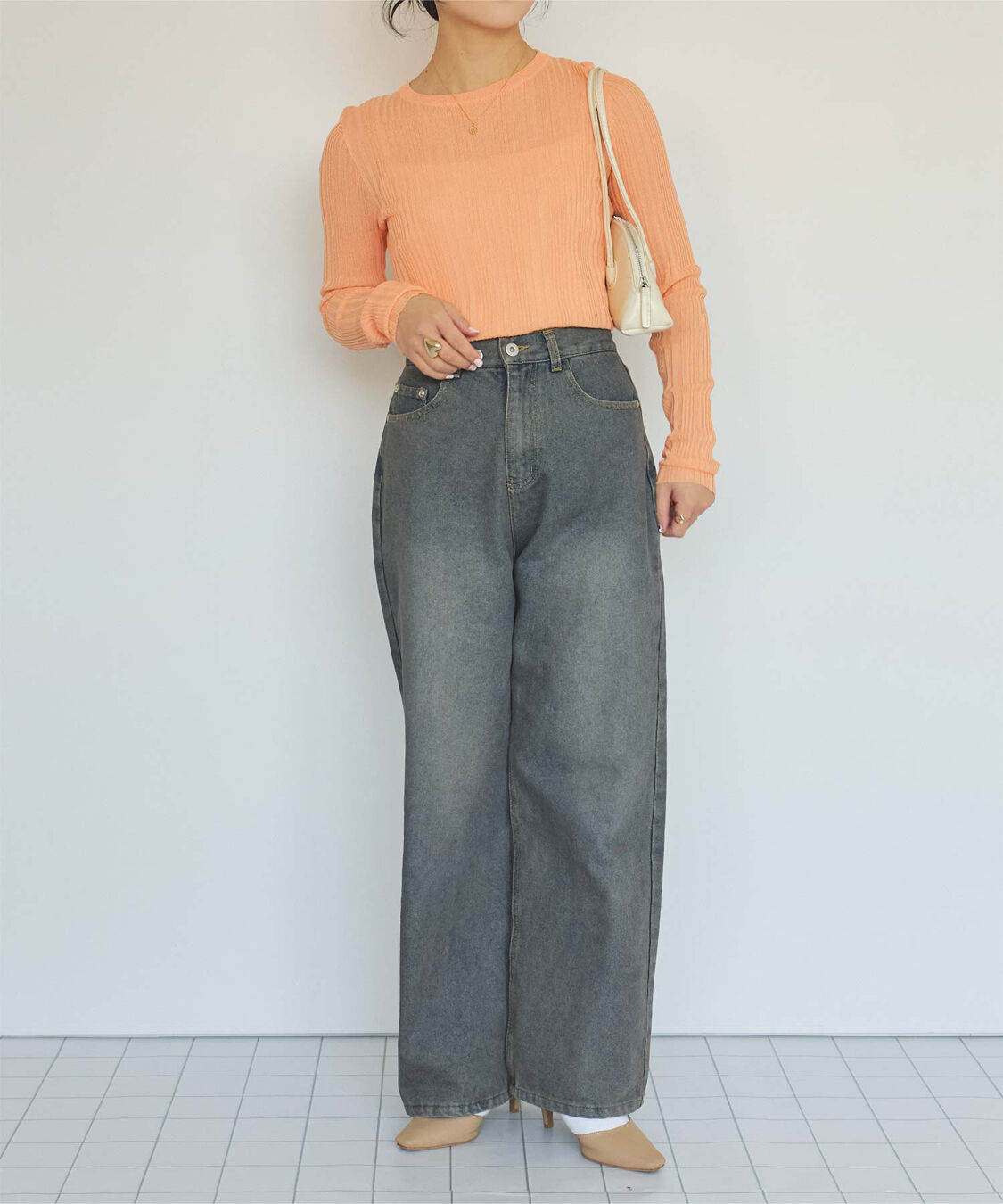 titivate「クルーネックランダムリブシアーニット」|ニット・セーター|