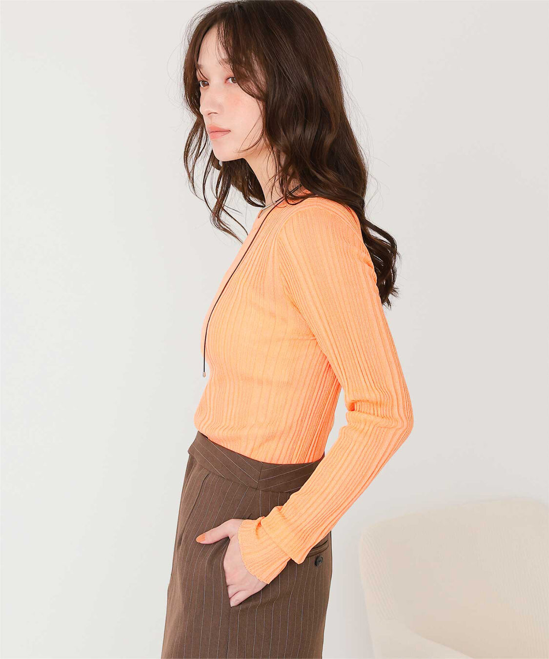 titivate「クルーネックランダムリブシアーニット」|ニット・セーター|