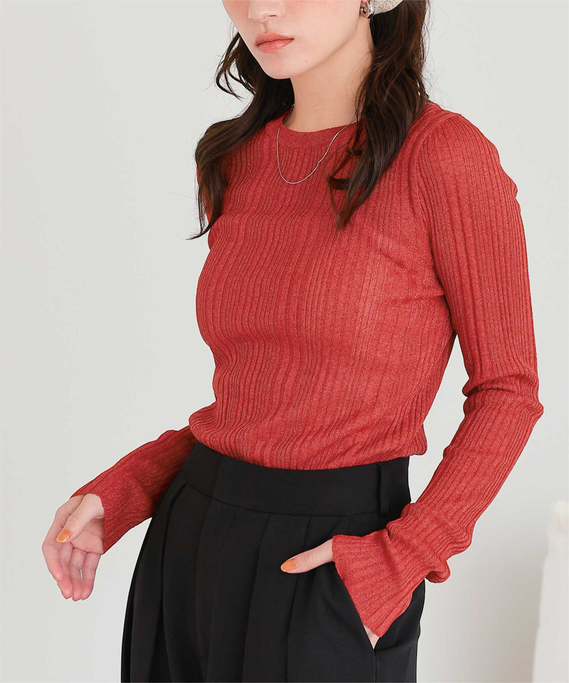 titivate「クルーネックランダムリブシアーニット」|ニット・セーター|