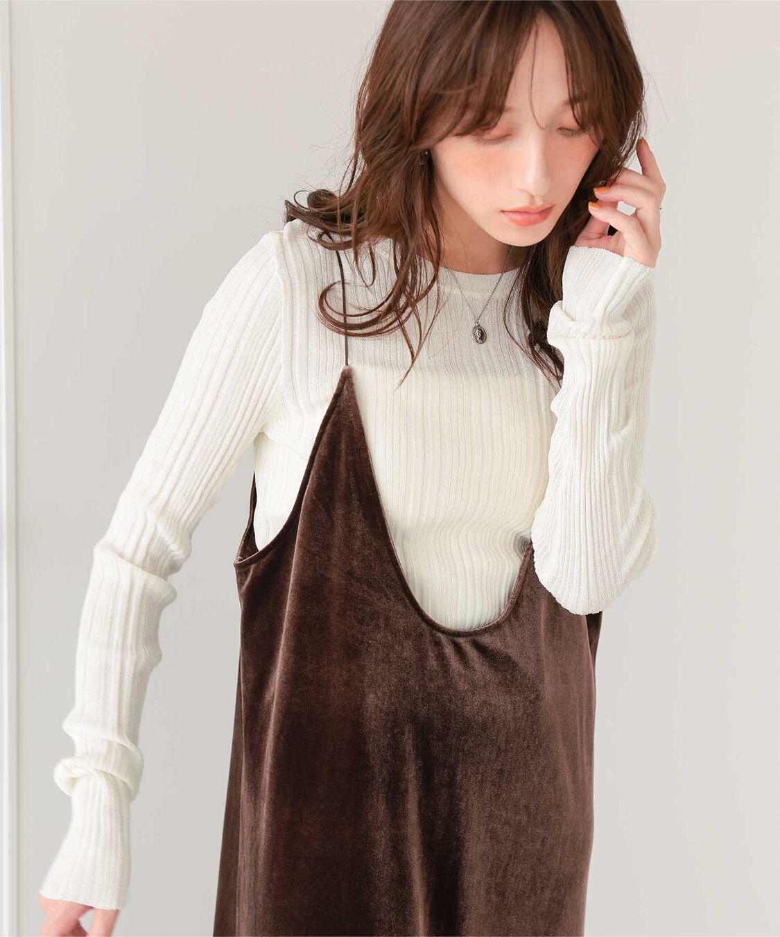 titivate「クルーネックランダムリブシアーニット」|ニット・セーター|