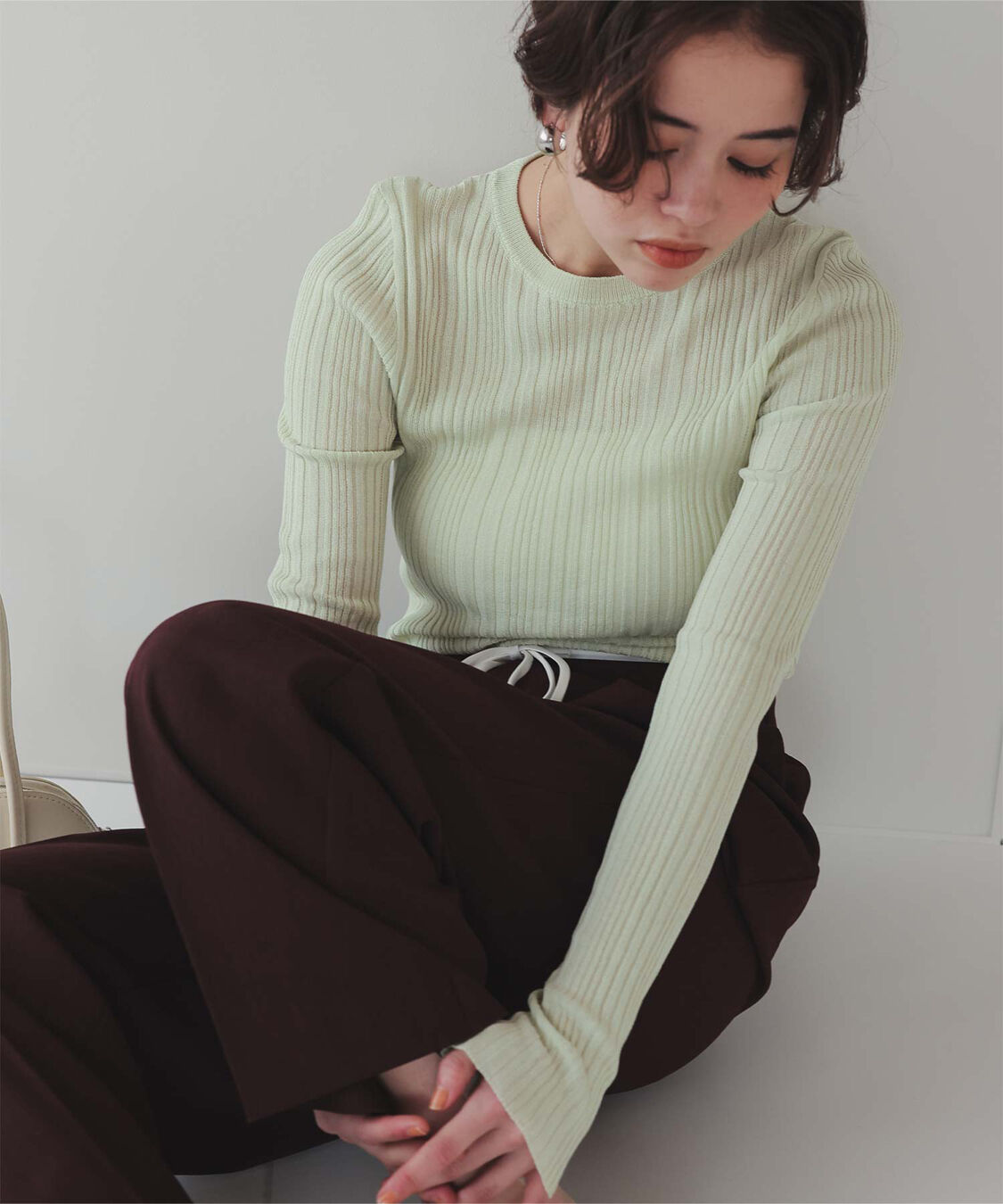 titivate「クルーネックランダムリブシアーニット」|ニット・セーター|