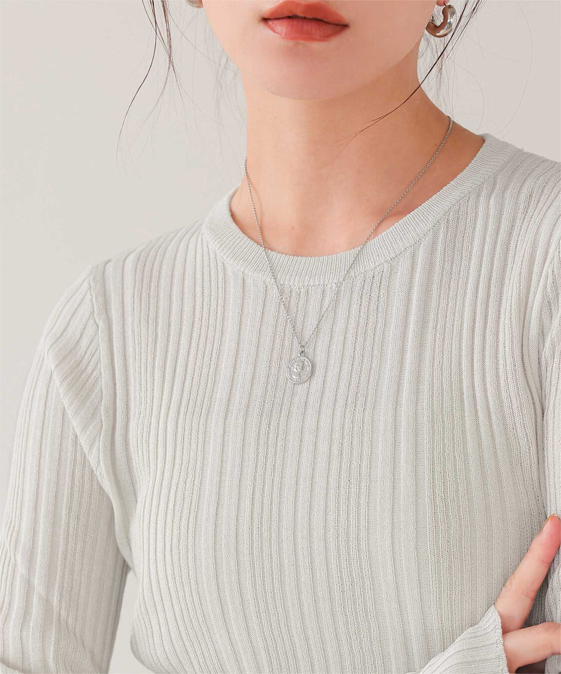 titivate「クルーネックランダムリブシアーニット」|ニット・セーター|