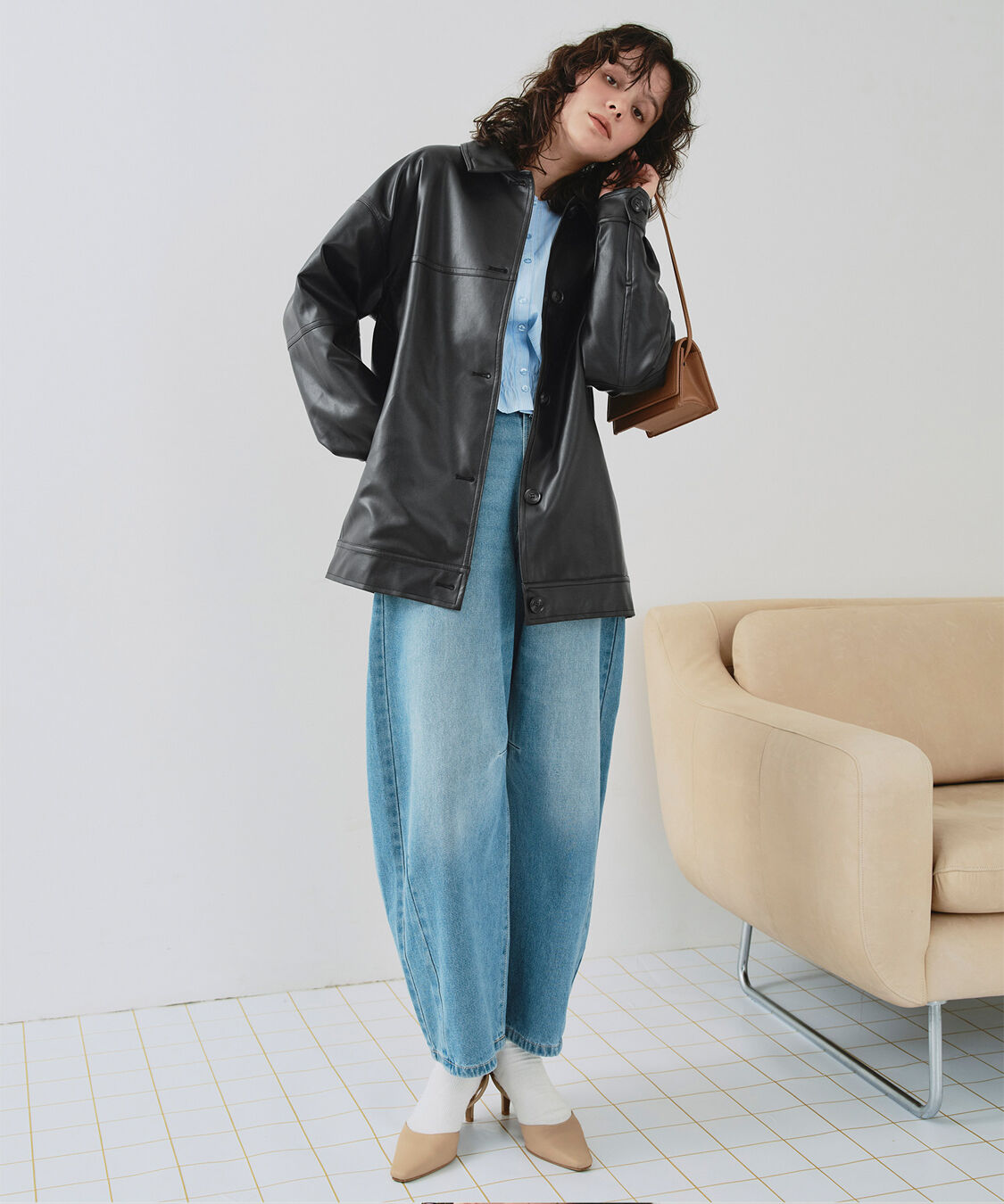 titivate「襟付フェイクレザージャケット」|その他|