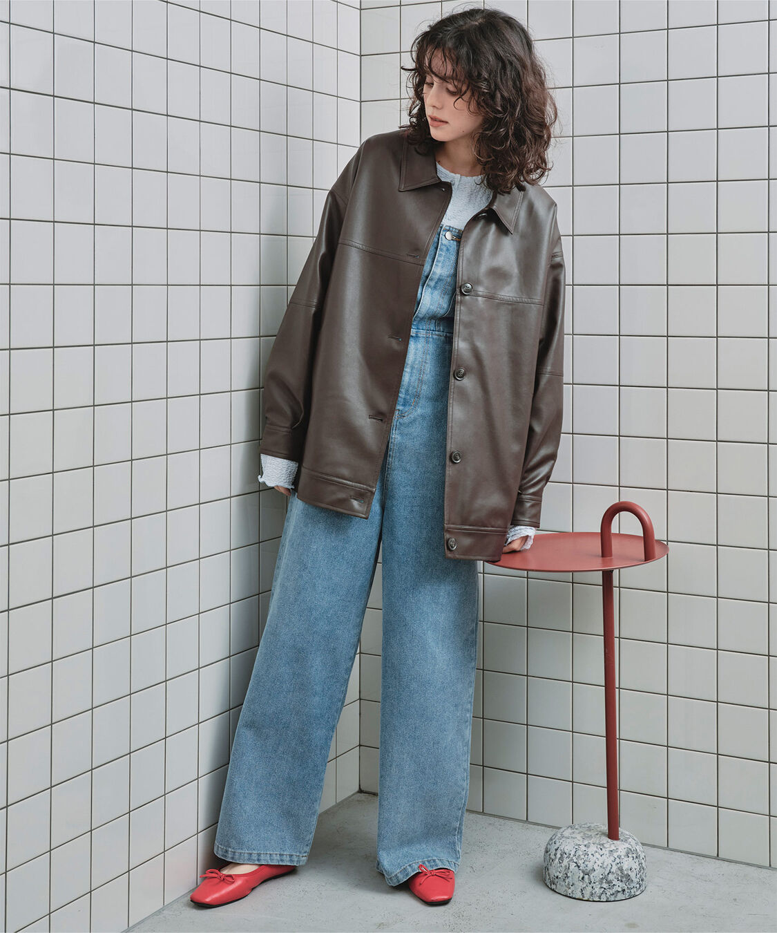 titivate「襟付フェイクレザージャケット」|その他|