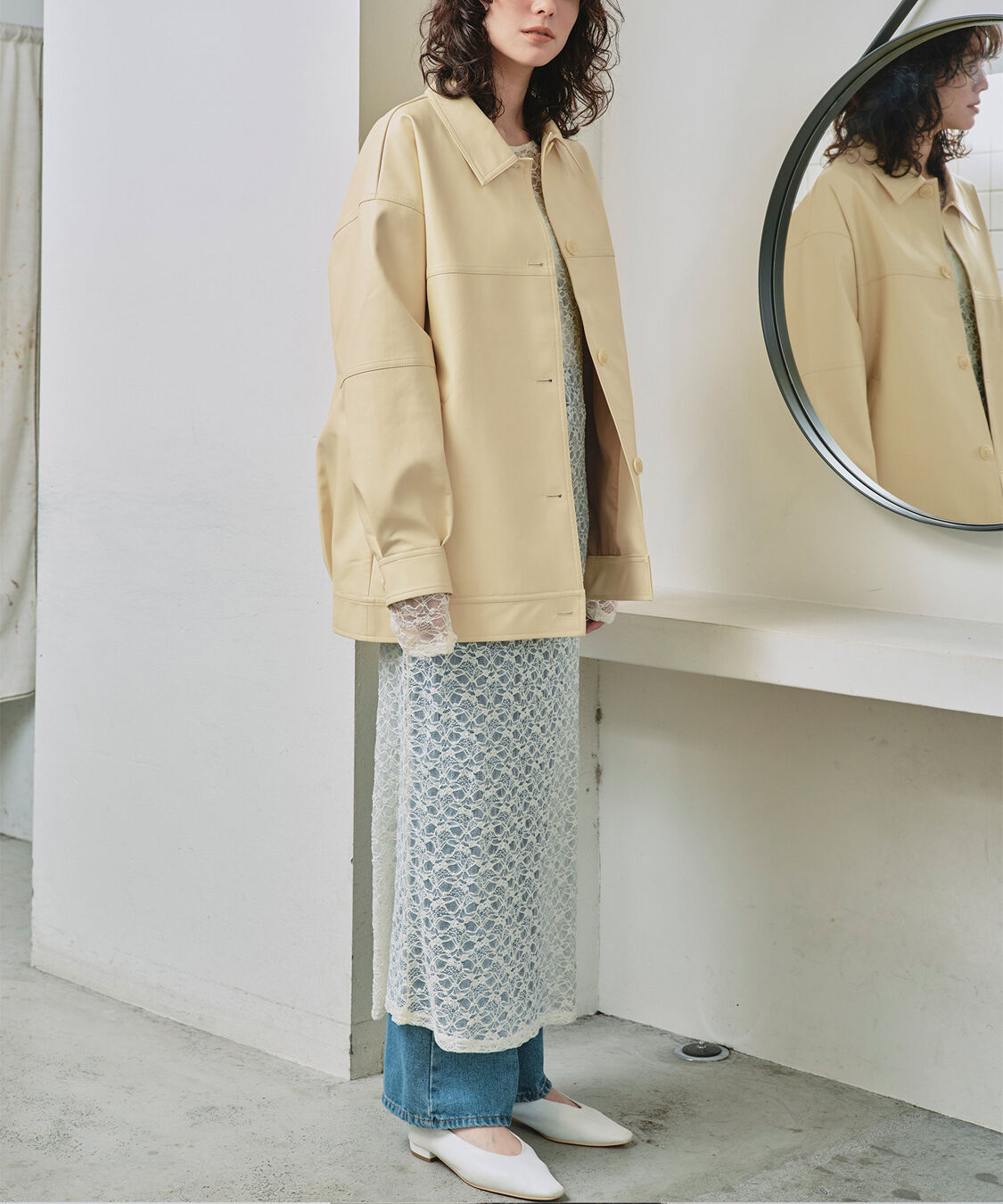 titivate「襟付フェイクレザージャケット」|その他|