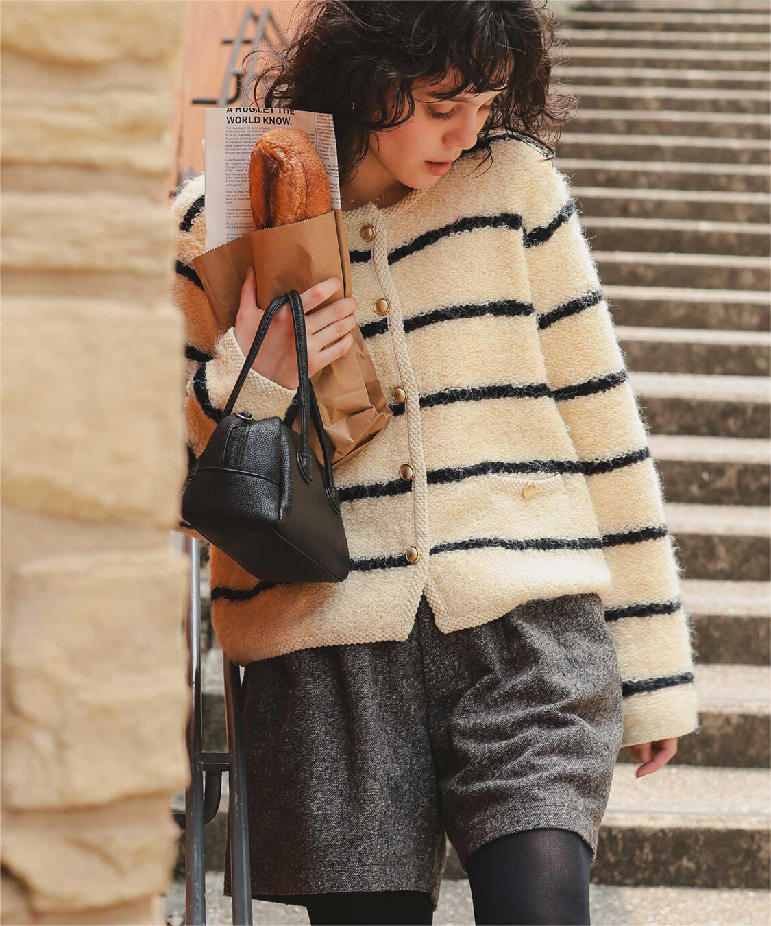 titivate「プチループゴールド釦ニットカーディガン」|ニット・セーター|