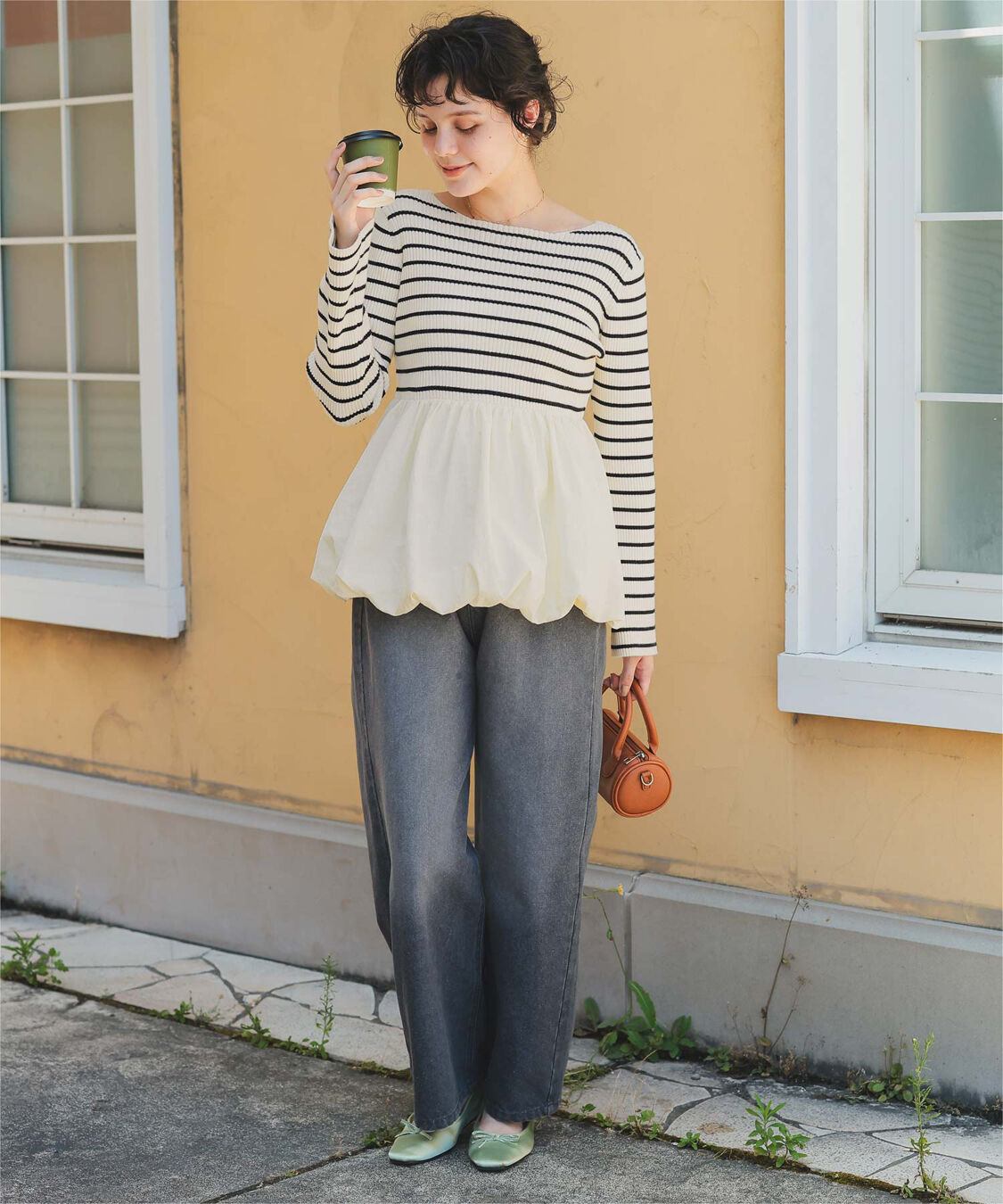 titivate「ヘムバルーンドッキングボートネックリブニット」|ニット・セーター|