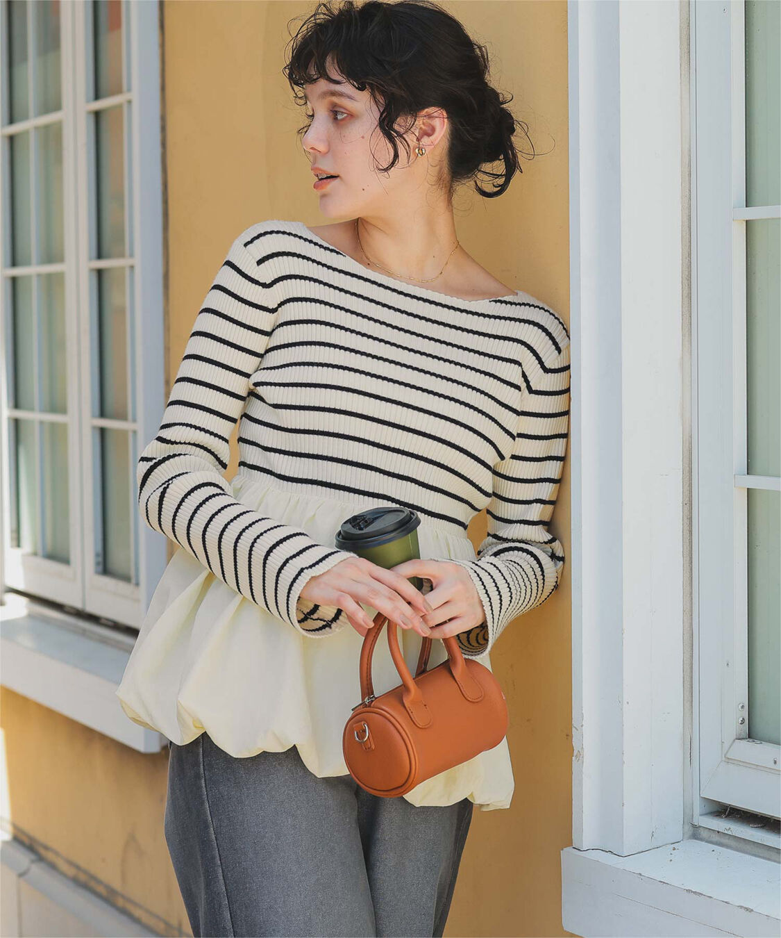 titivate「ヘムバルーンドッキングボートネックリブニット」|ニット・セーター|