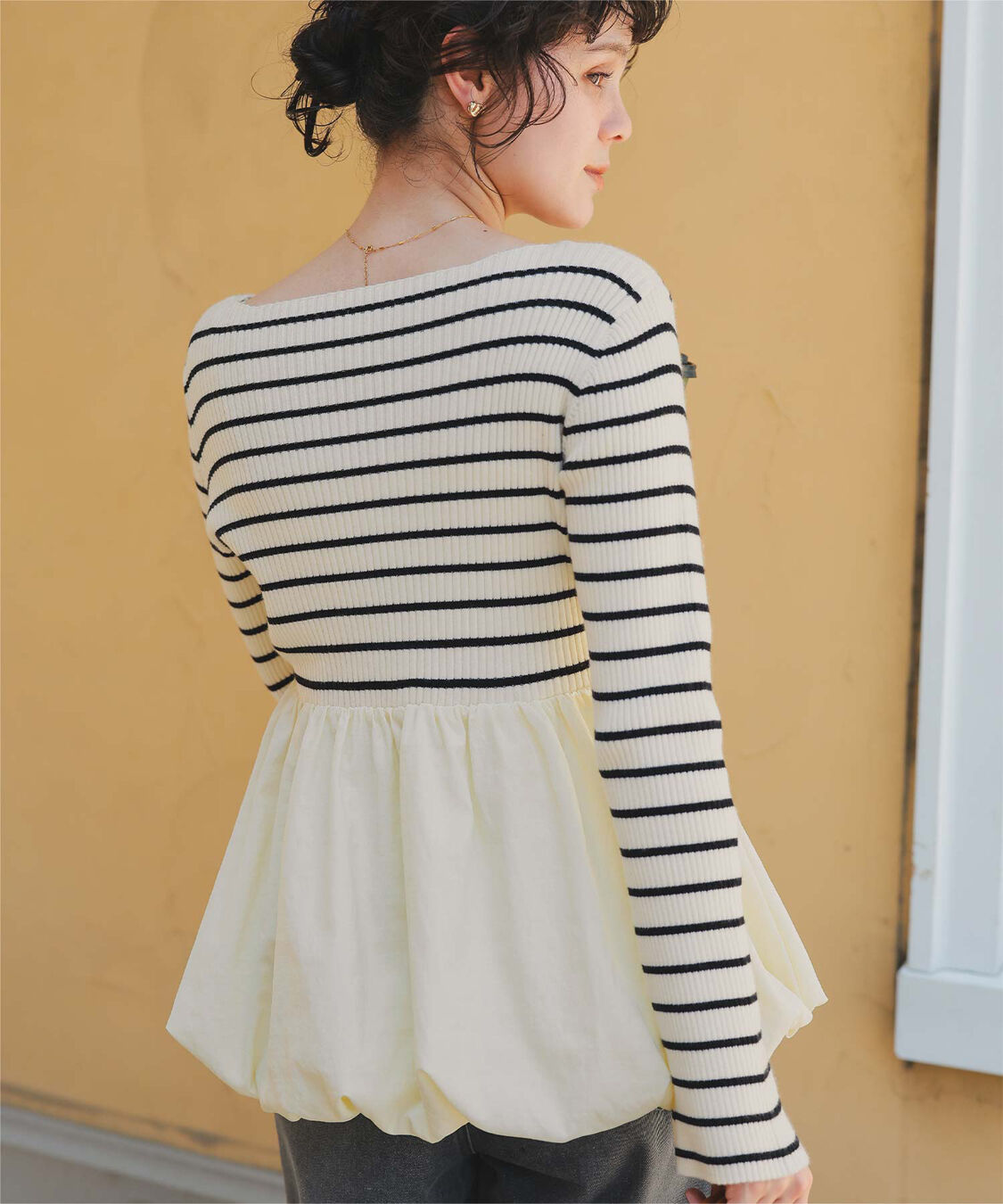 titivate「ヘムバルーンドッキングボートネックリブニット」|ニット・セーター|