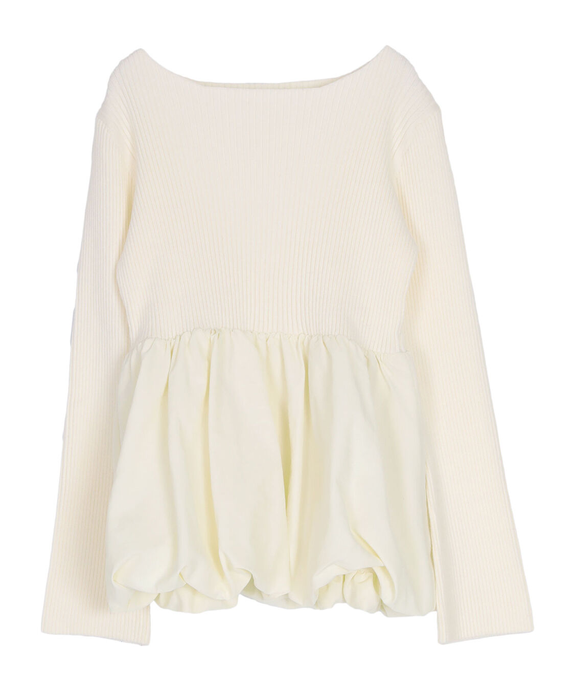 titivate「ヘムバルーンドッキングボートネックリブニット」|ニット・セーター|