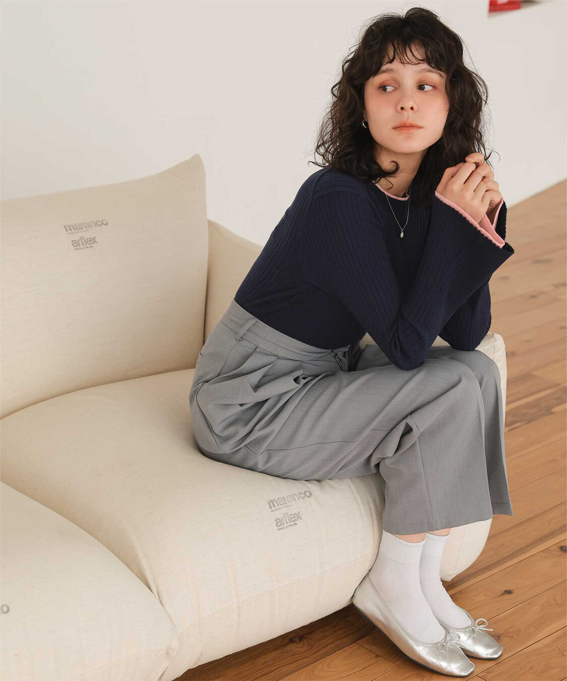 titivate「配色シアードッキングフレアスリーブリブニット」|ニット・セーター|