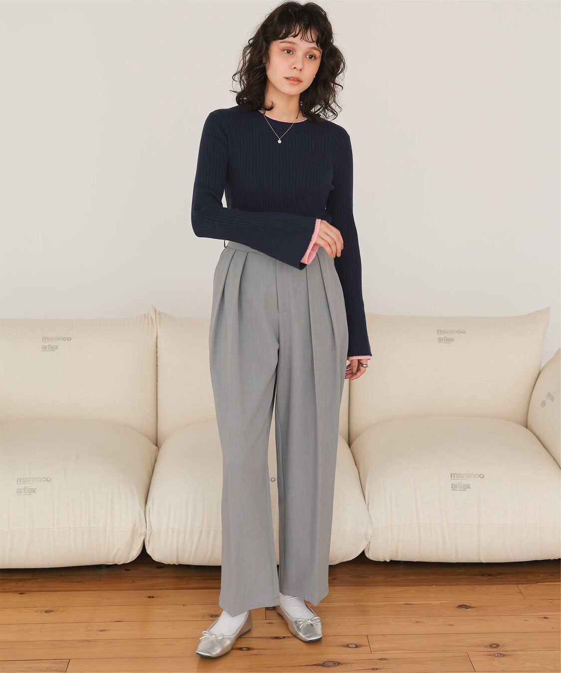 titivate「配色シアードッキングフレアスリーブリブニット」|ニット・セーター|