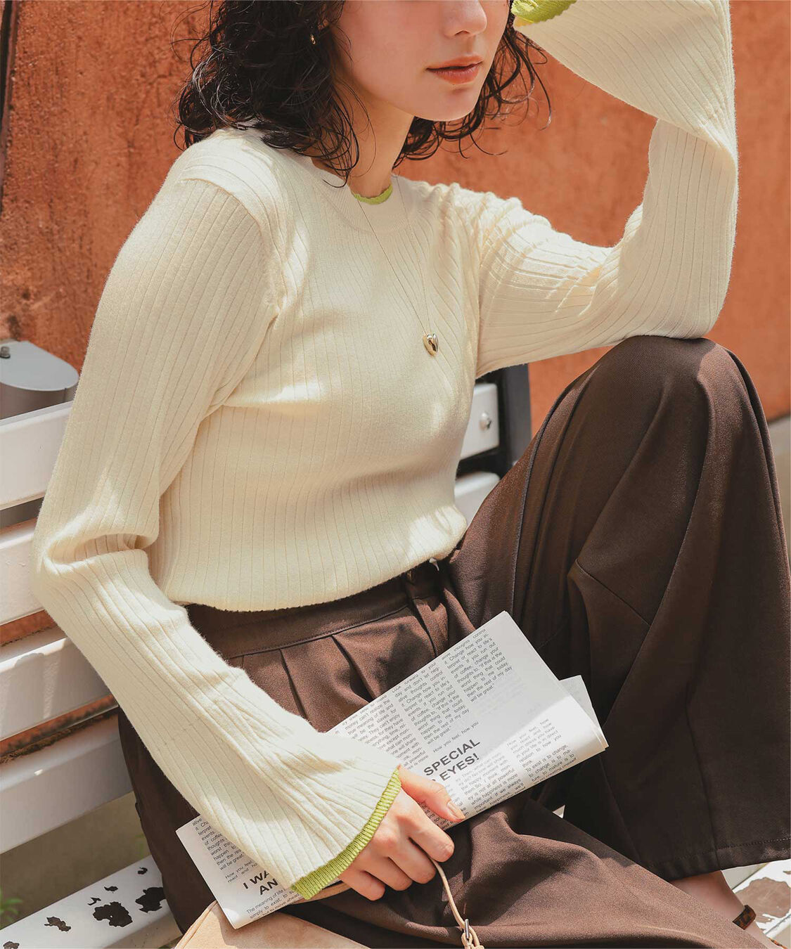 titivate「配色シアードッキングフレアスリーブリブニット」|ニット・セーター|