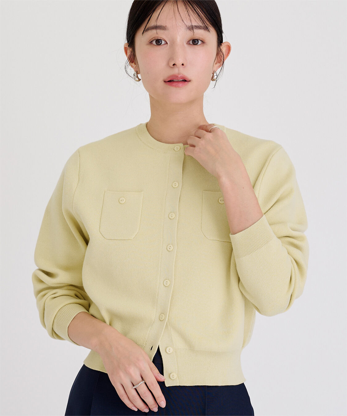ur's「胸ポケットニットカーディガン」|ニット・セーター|イエロー