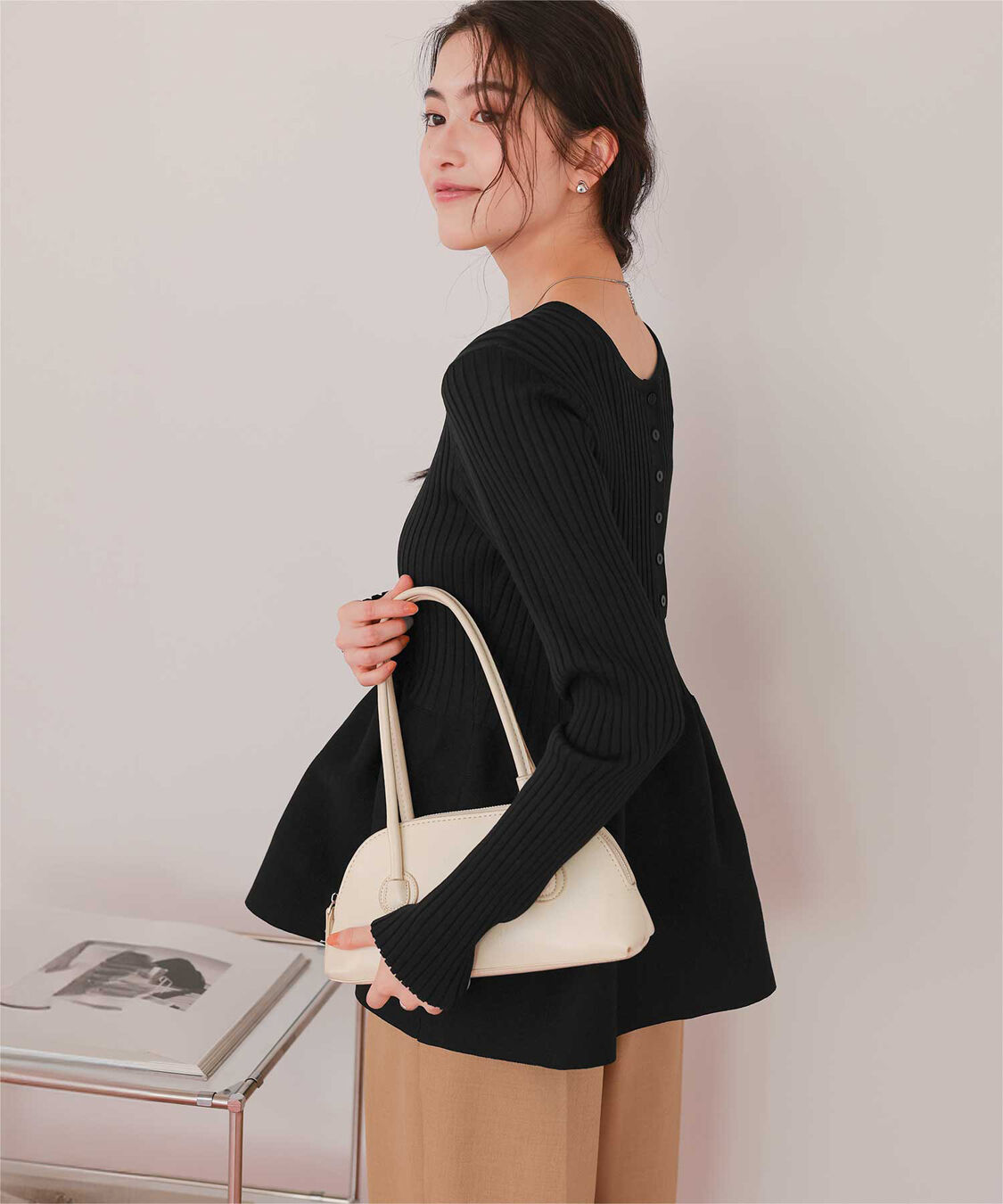 titivate「前後2wayヘンリーネックペプラムニットトップス」|ニット・セーター|