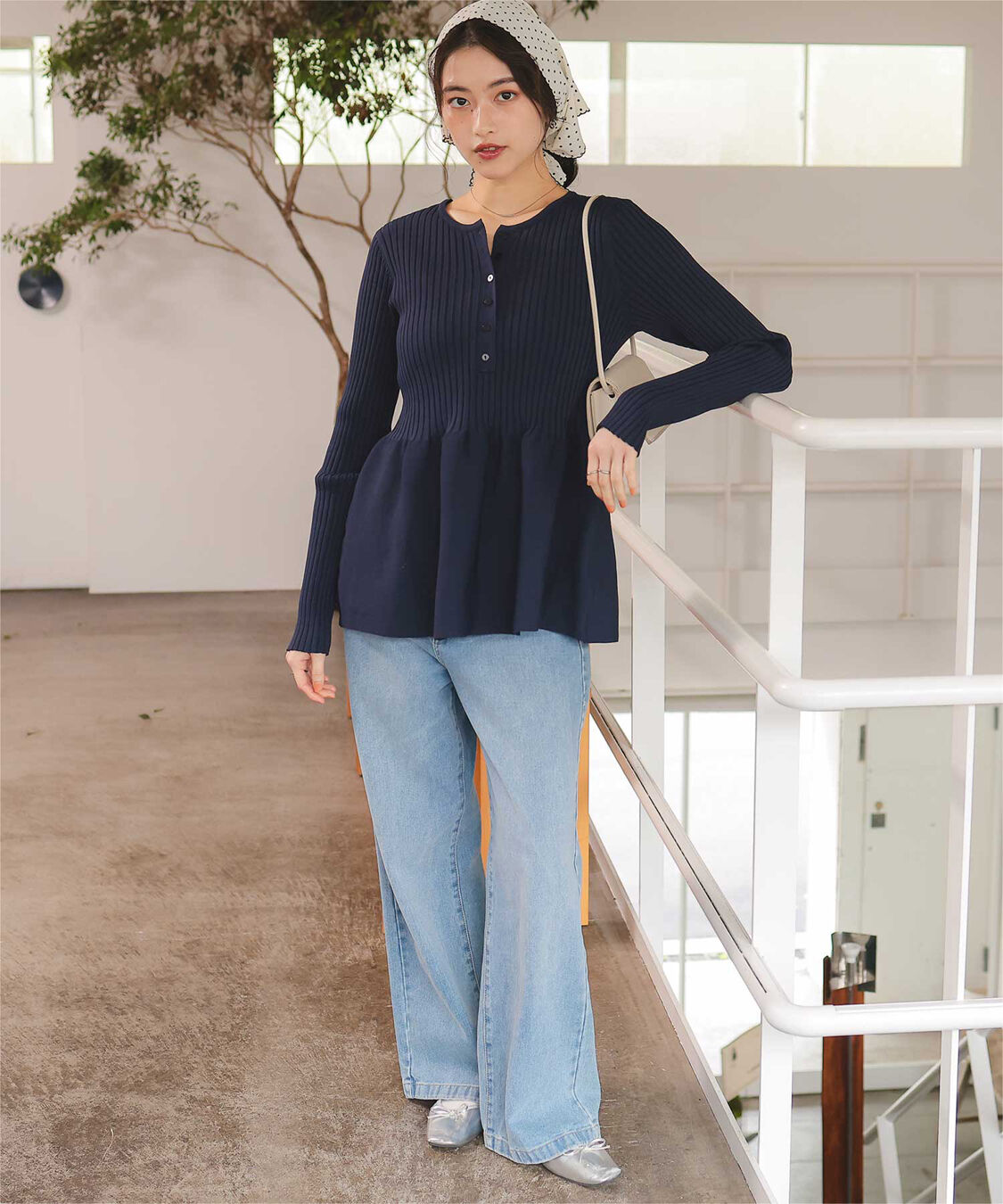 titivate「前後2wayヘンリーネックペプラムニットトップス」|ニット・セーター|