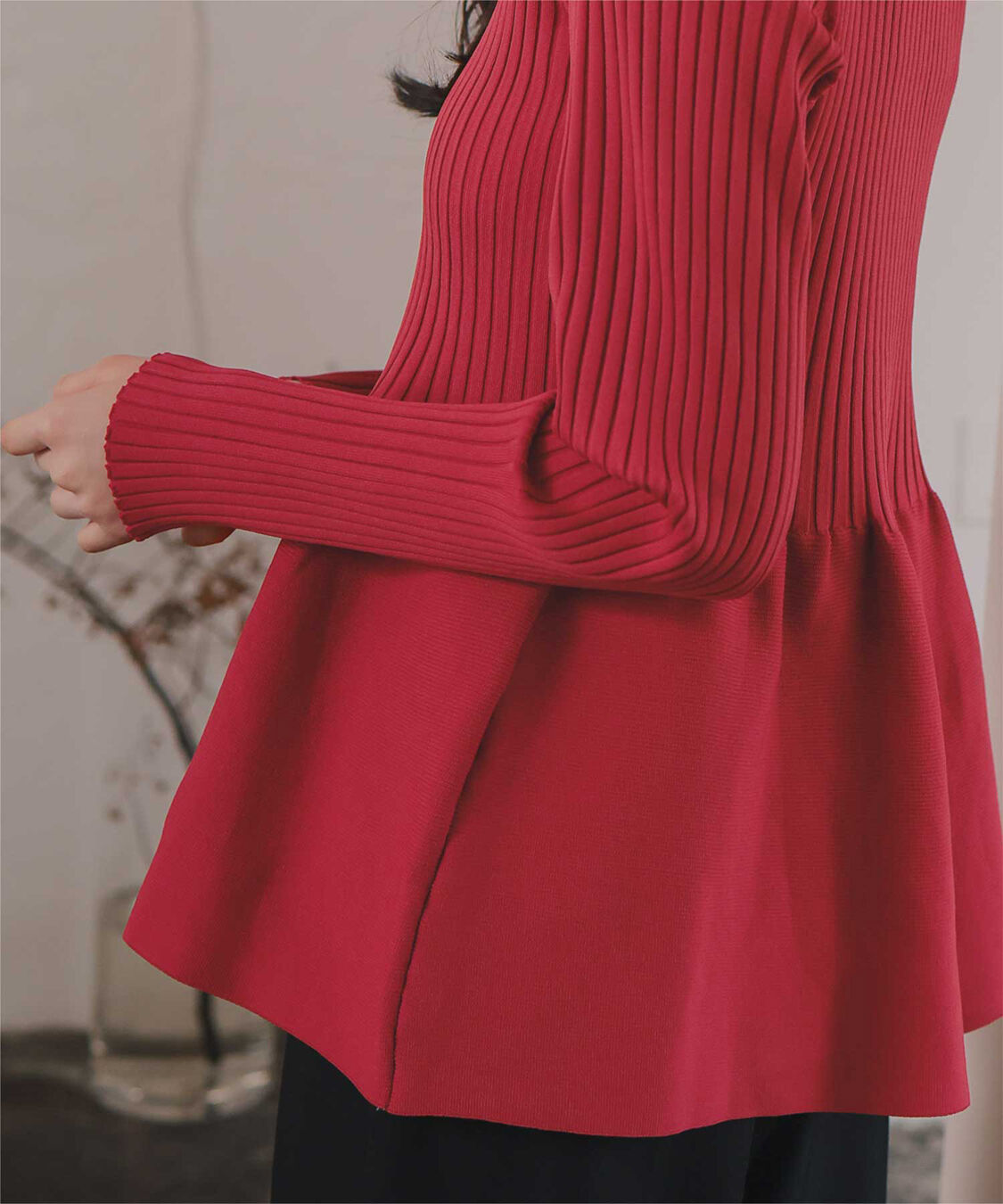 titivate「前後2wayヘンリーネックペプラムニットトップス」|ニット・セーター|