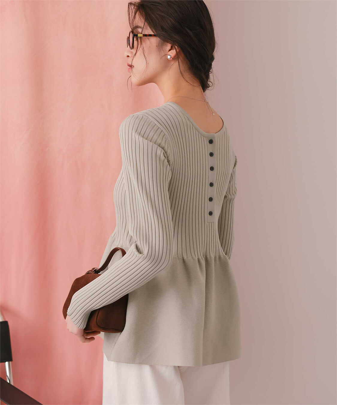 titivate「前後2wayヘンリーネックペプラムニットトップス」|ニット・セーター|