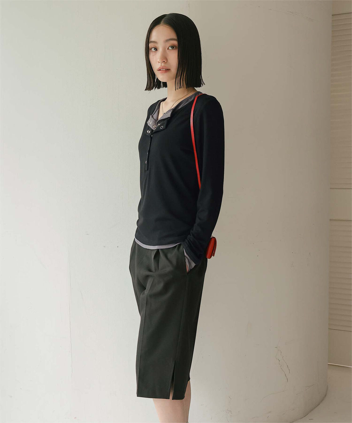 miette「レイヤード風ヘンリーネックトップス」|Tシャツ・カットソー|