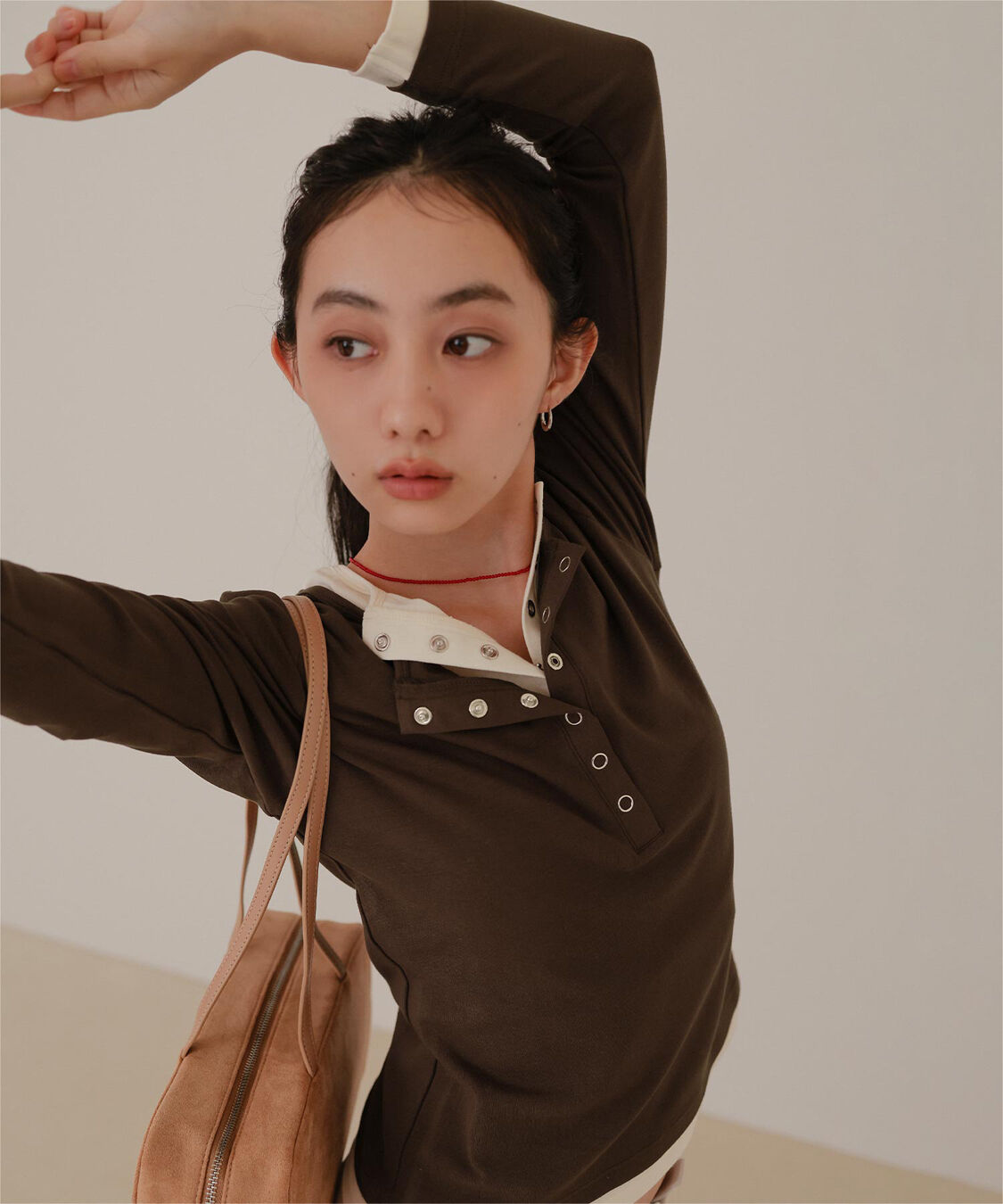 miette「レイヤード風ヘンリーネックトップス」|Tシャツ・カットソー|