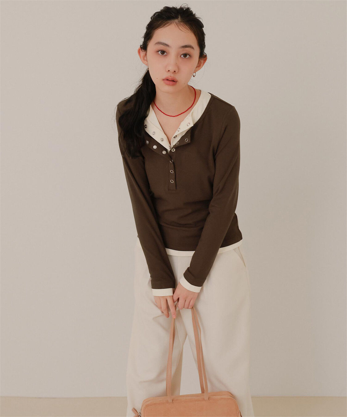 miette「レイヤード風ヘンリーネックトップス」|Tシャツ・カットソー|