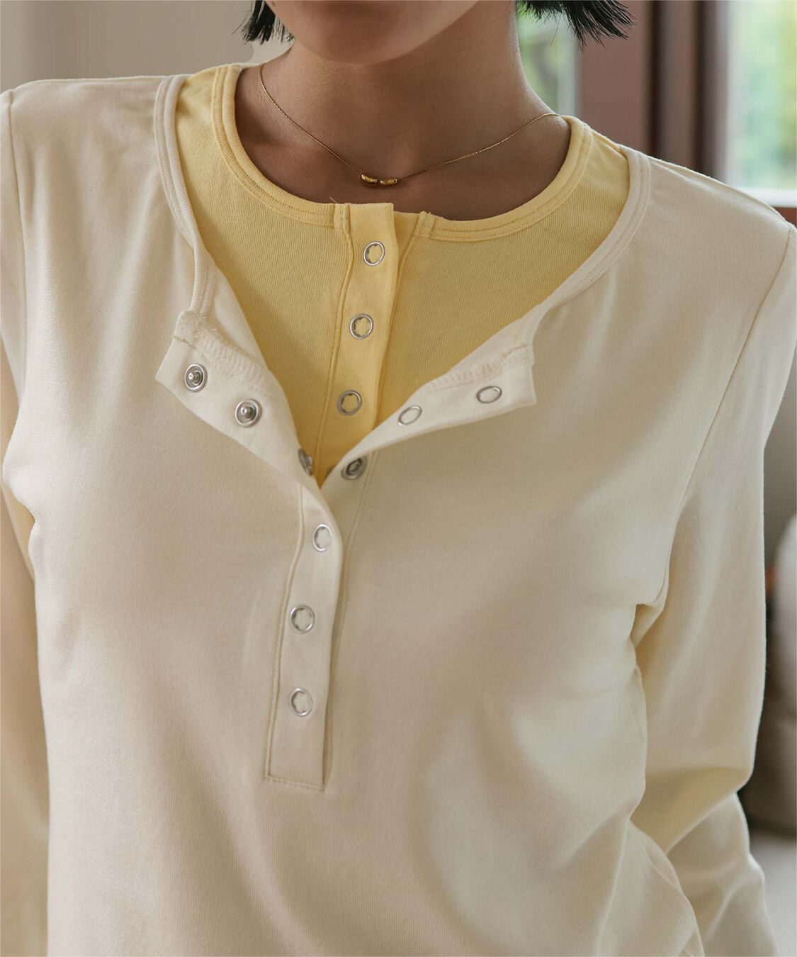 miette「レイヤード風ヘンリーネックトップス」|Tシャツ・カットソー|