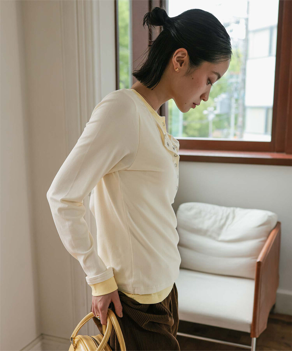 miette「レイヤード風ヘンリーネックトップス」|Tシャツ・カットソー|