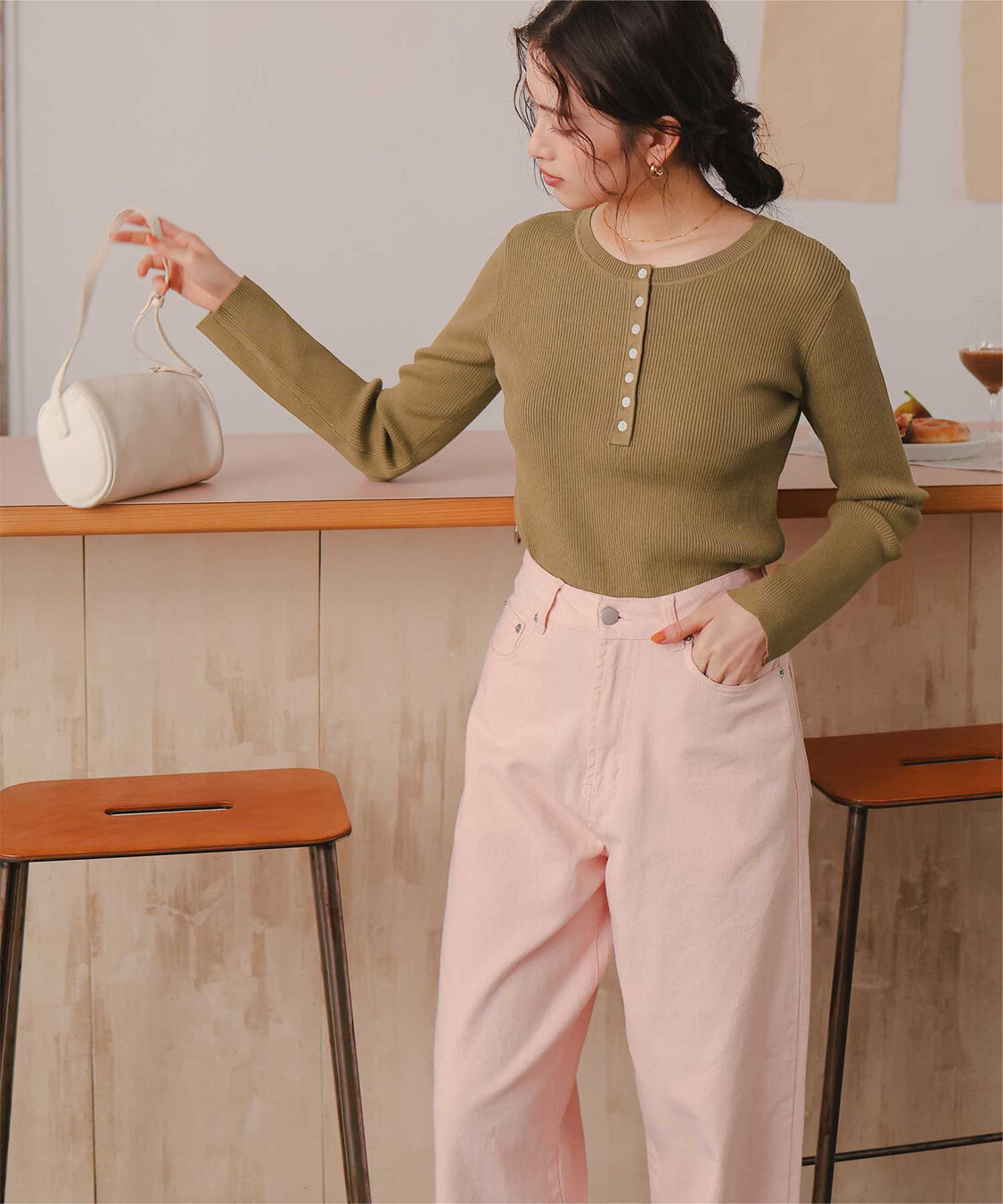 titivate「前後2wayUVケア/抗ピルヘンリーネックリブニット」|ニット・セーター|