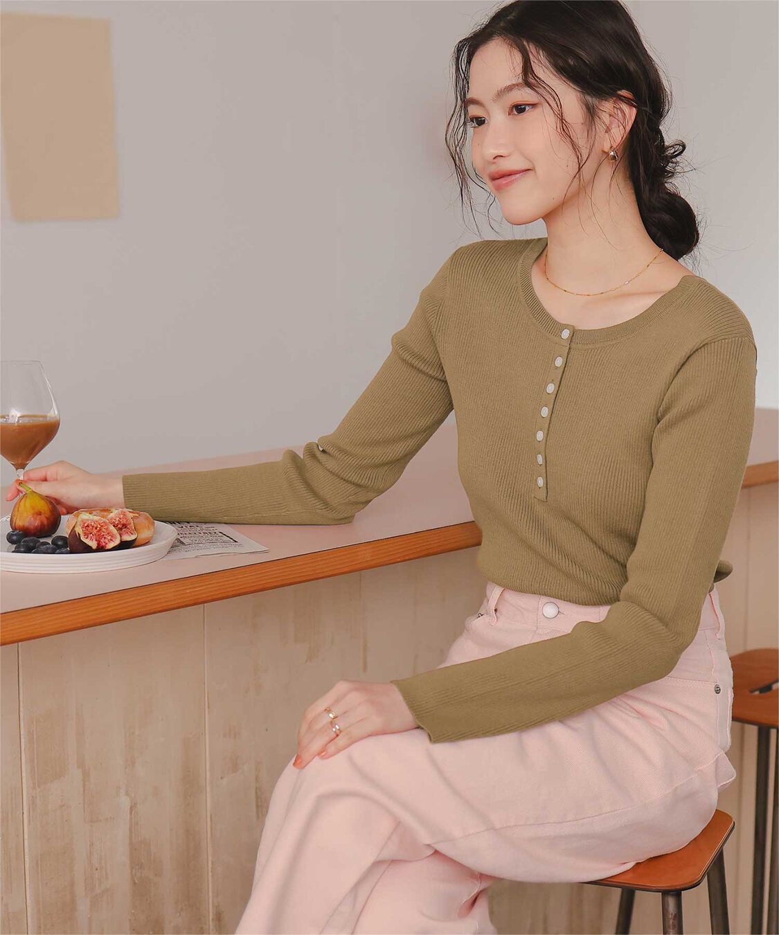 titivate「前後2wayUVケア/抗ピルヘンリーネックリブニット」|ニット・セーター|