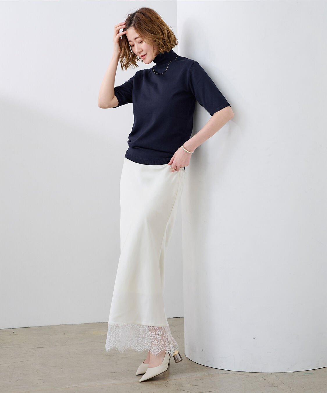 ur's「ハイネックハーフスリーブフィットニット」|ニット・セーター|