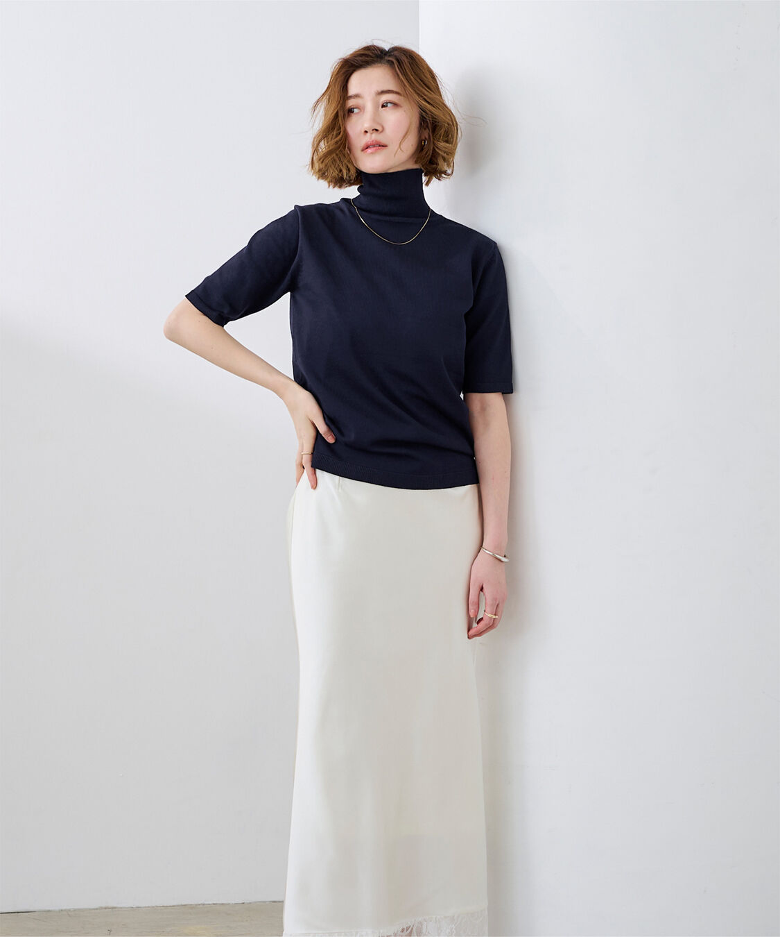 ur's「ハイネックハーフスリーブフィットニット」|ニット・セーター|