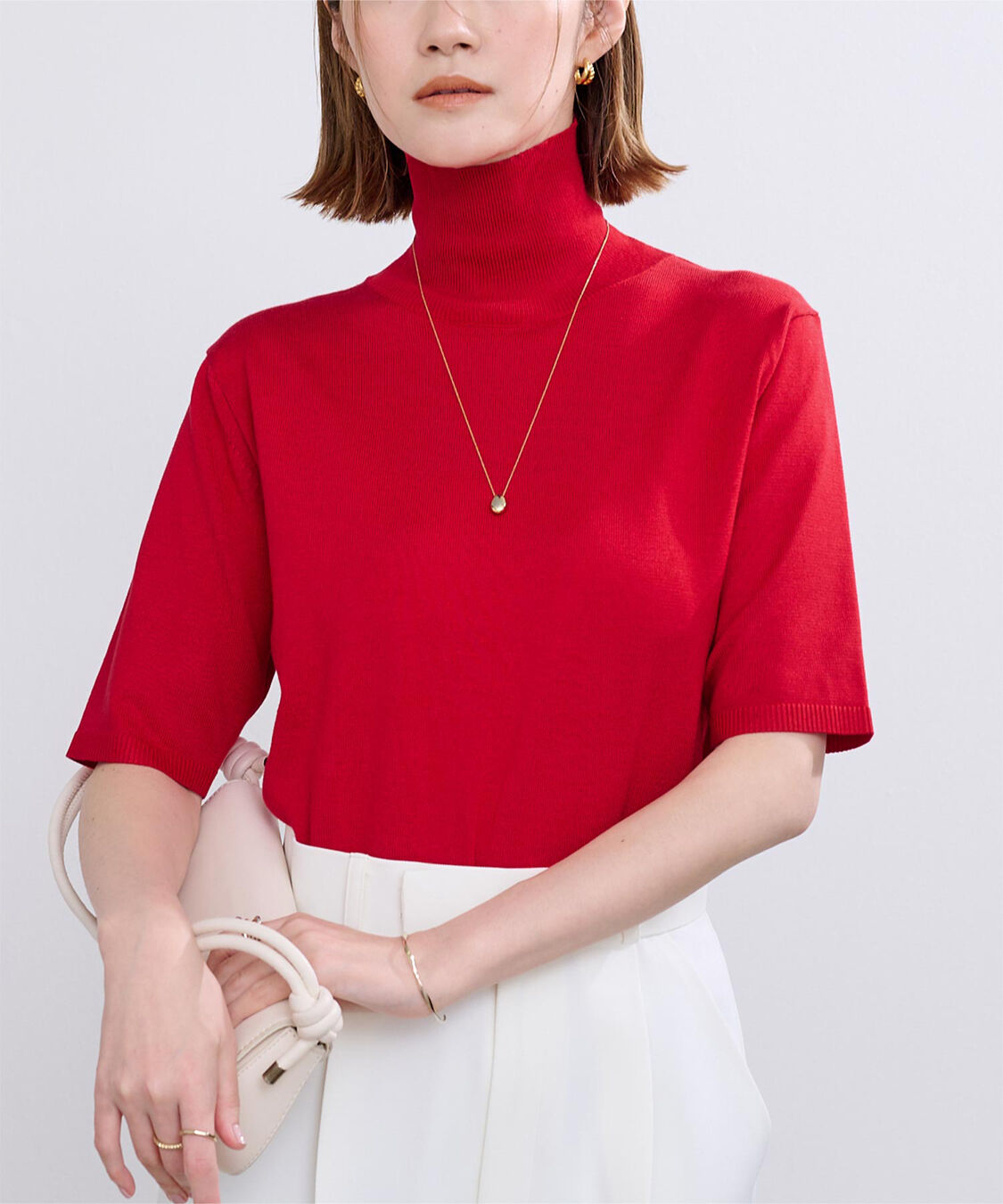 ur's「ハイネックハーフスリーブフィットニット」|ニット・セーター|